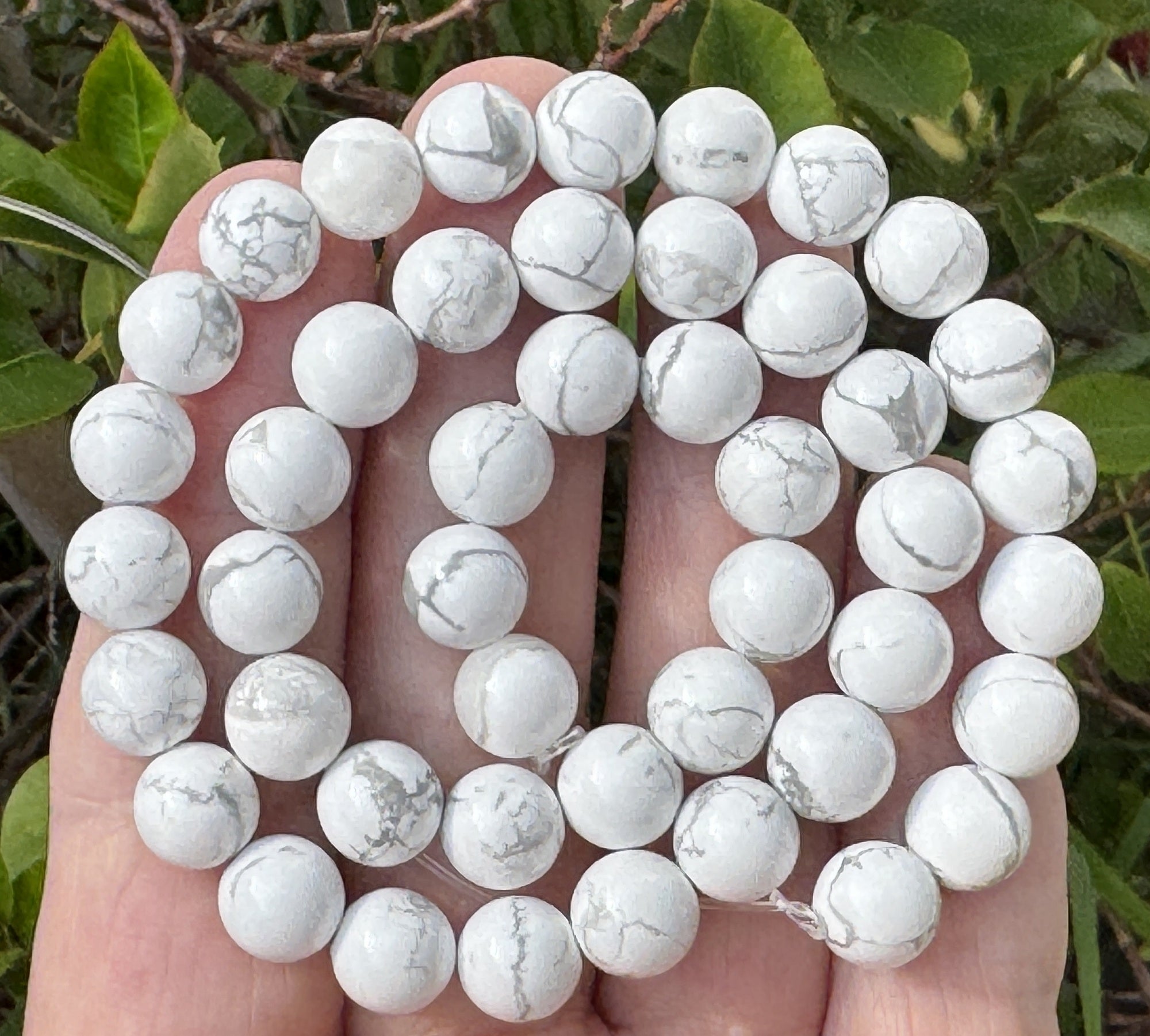 White Howlite polished 8mm round natural gemstone beads 15" strand