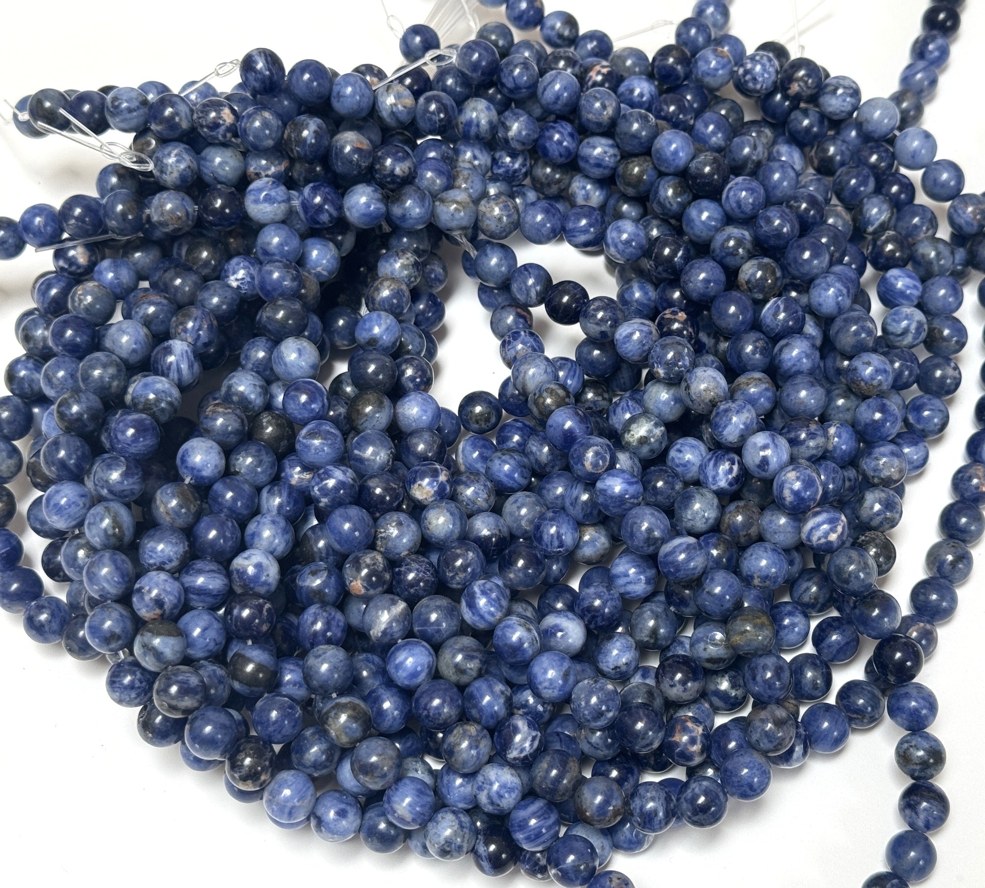 Blue Sodalite 8mm round polished natural gemstone beads 15" strand