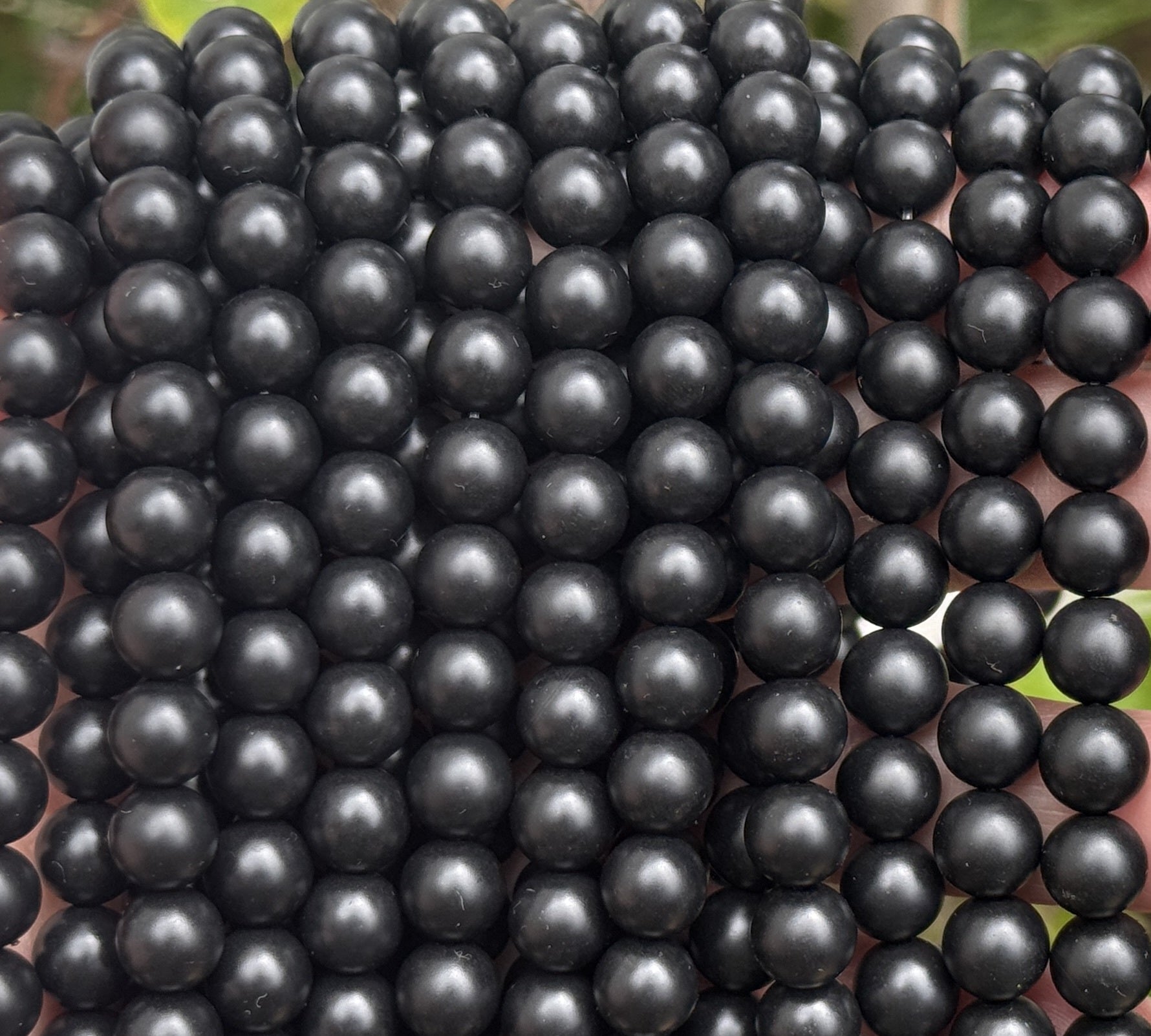 Black Onyx matte oiled 8mm round gemstone beads 15.5" strand