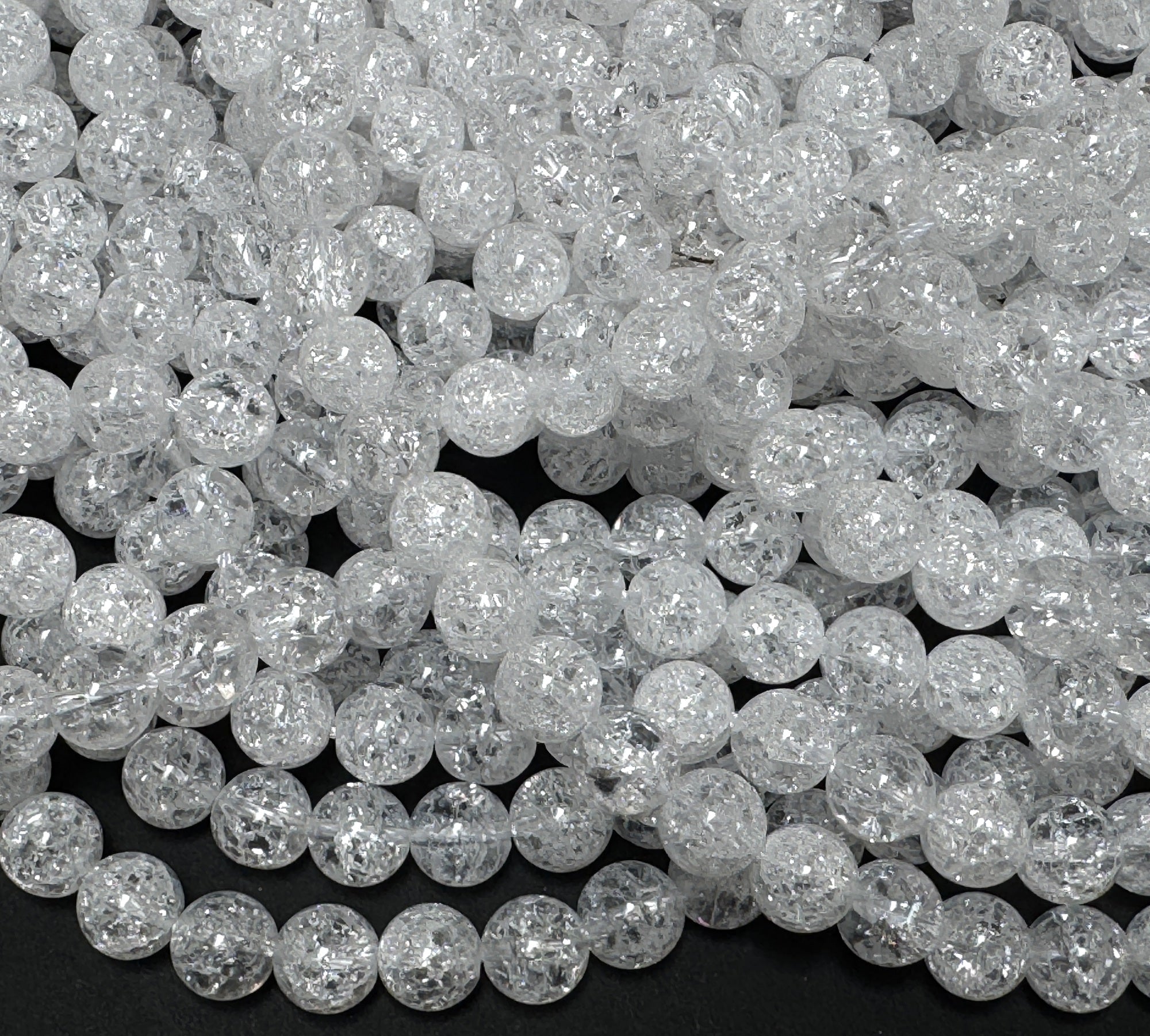 Cracked Quartz 8mm round natural crystal beads 15" strand