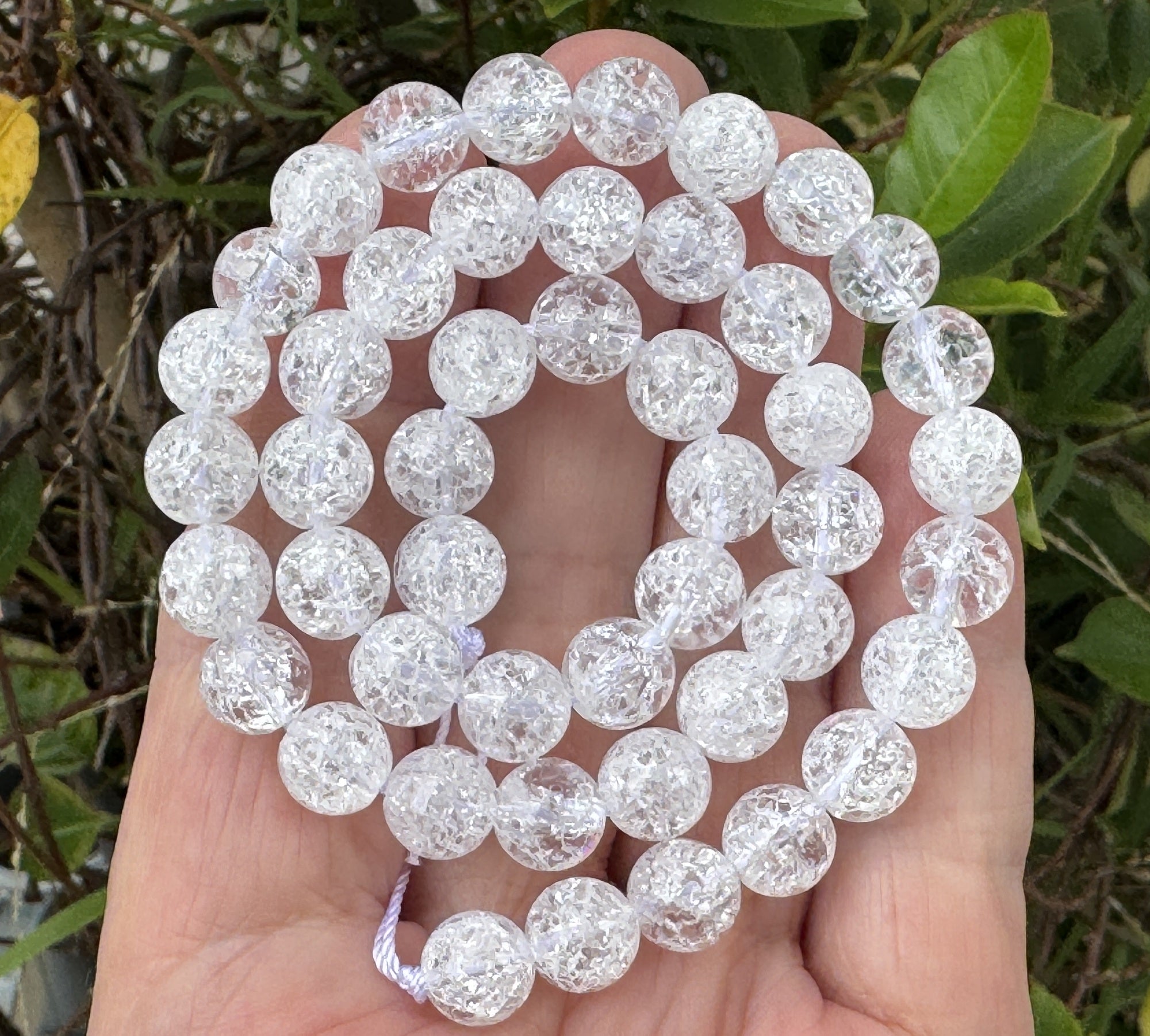 Cracked Quartz 8mm round natural crystal beads 15" strand