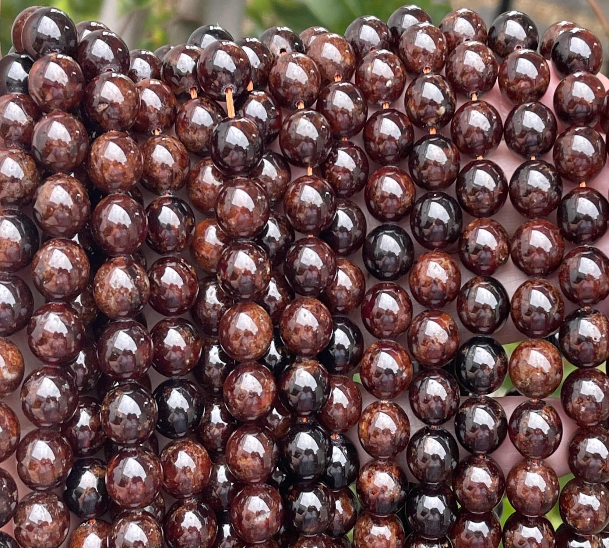 Orange Garnet 10mm round natural gemstone beads 15.5" strand