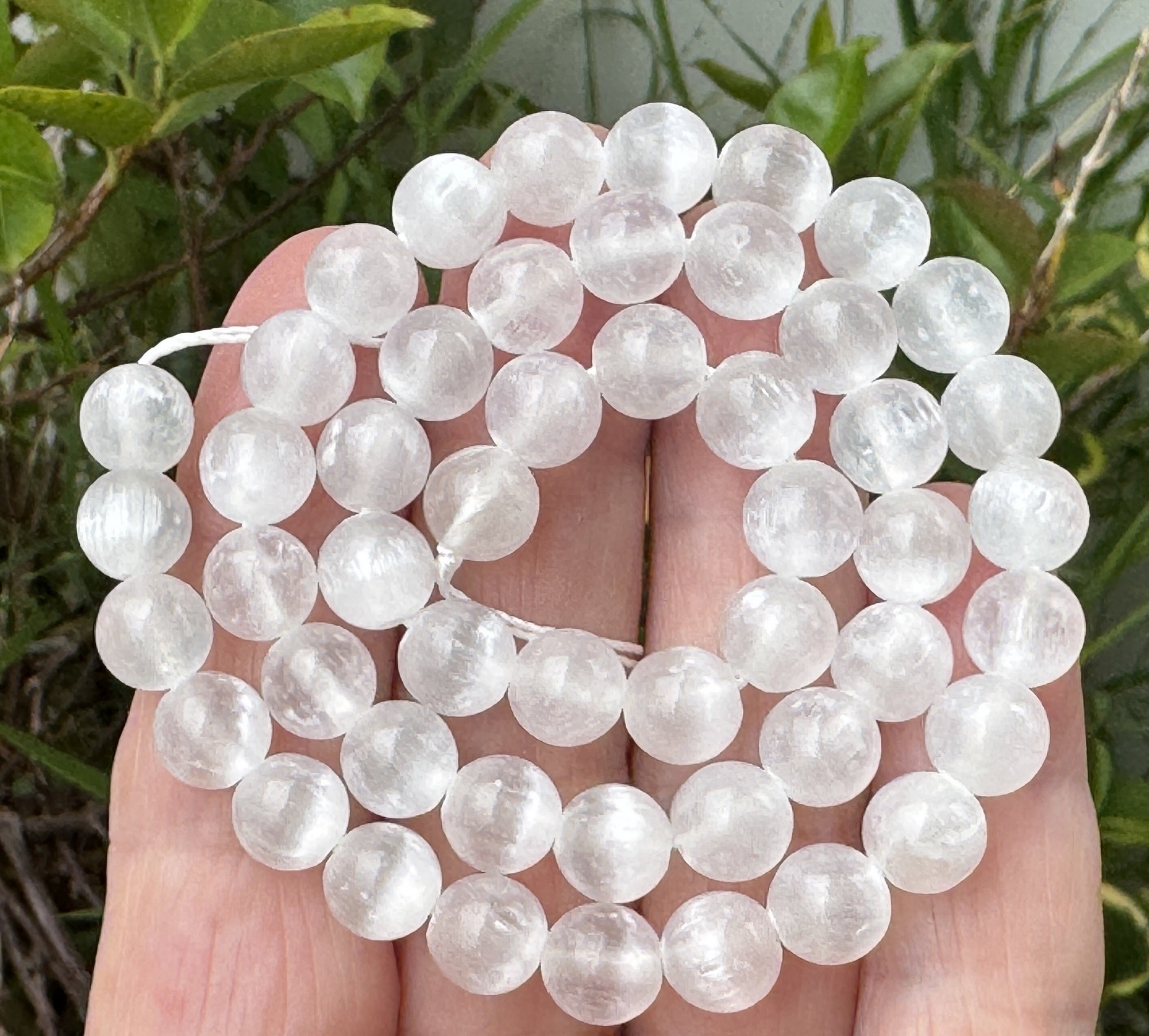 Selenite 8mm round natural gemstone beads 15" strand