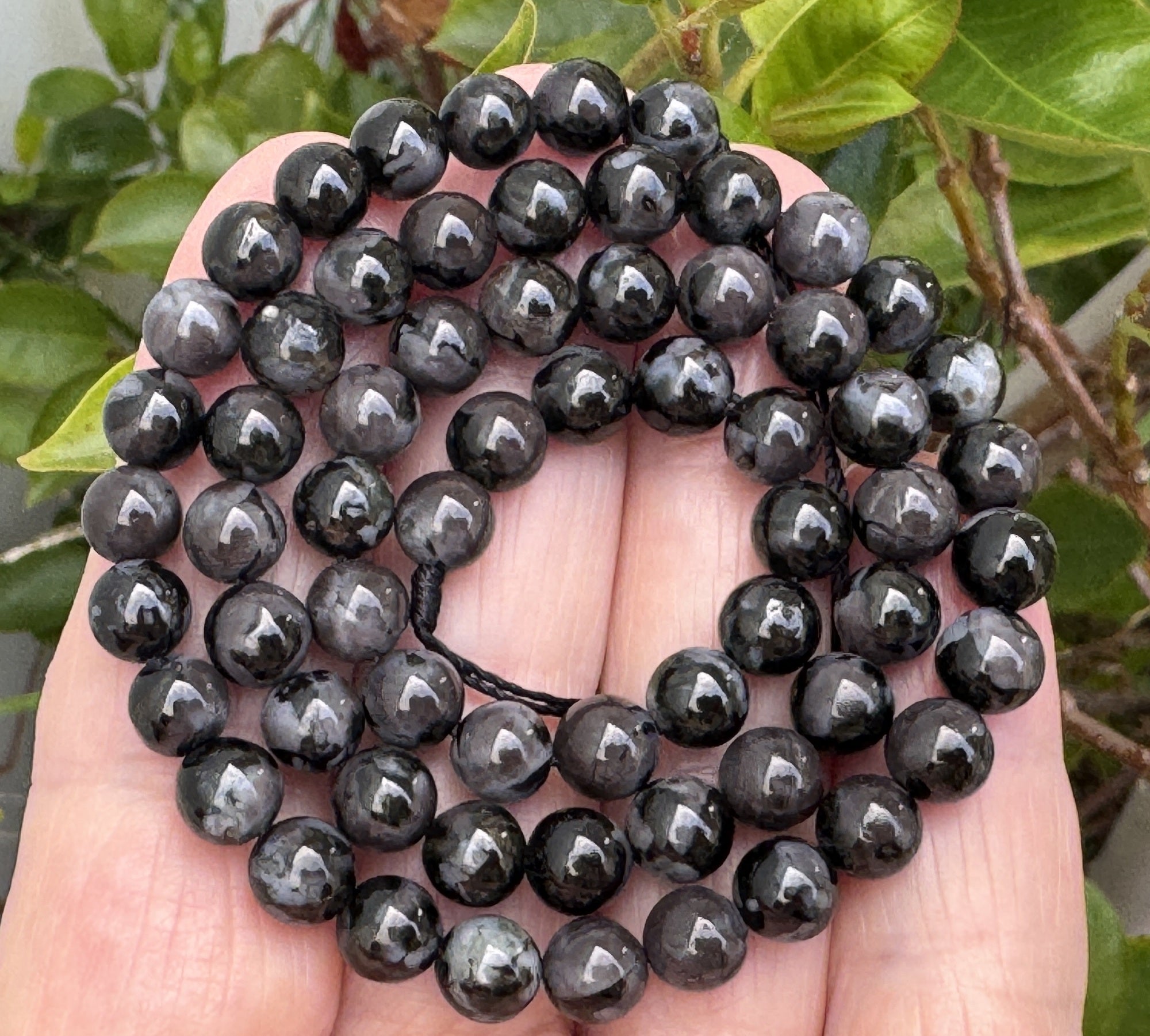 Indigo Gabbro Mystic Merlinite 6mm round natural gemstone beads 15.5" strand