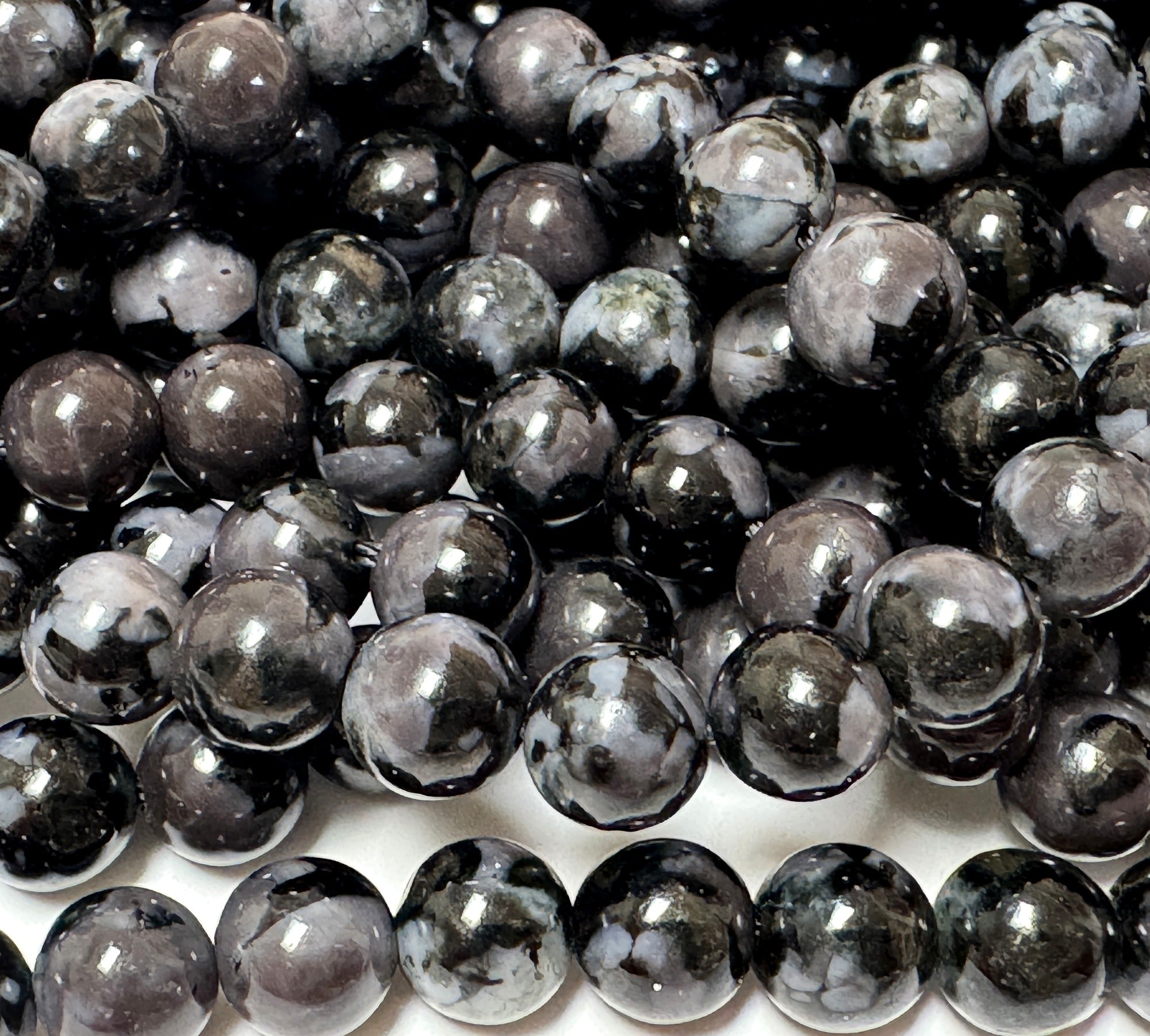 Indigo Gabbro Mystic Merlinite 6mm round natural gemstone beads 15.5" strand