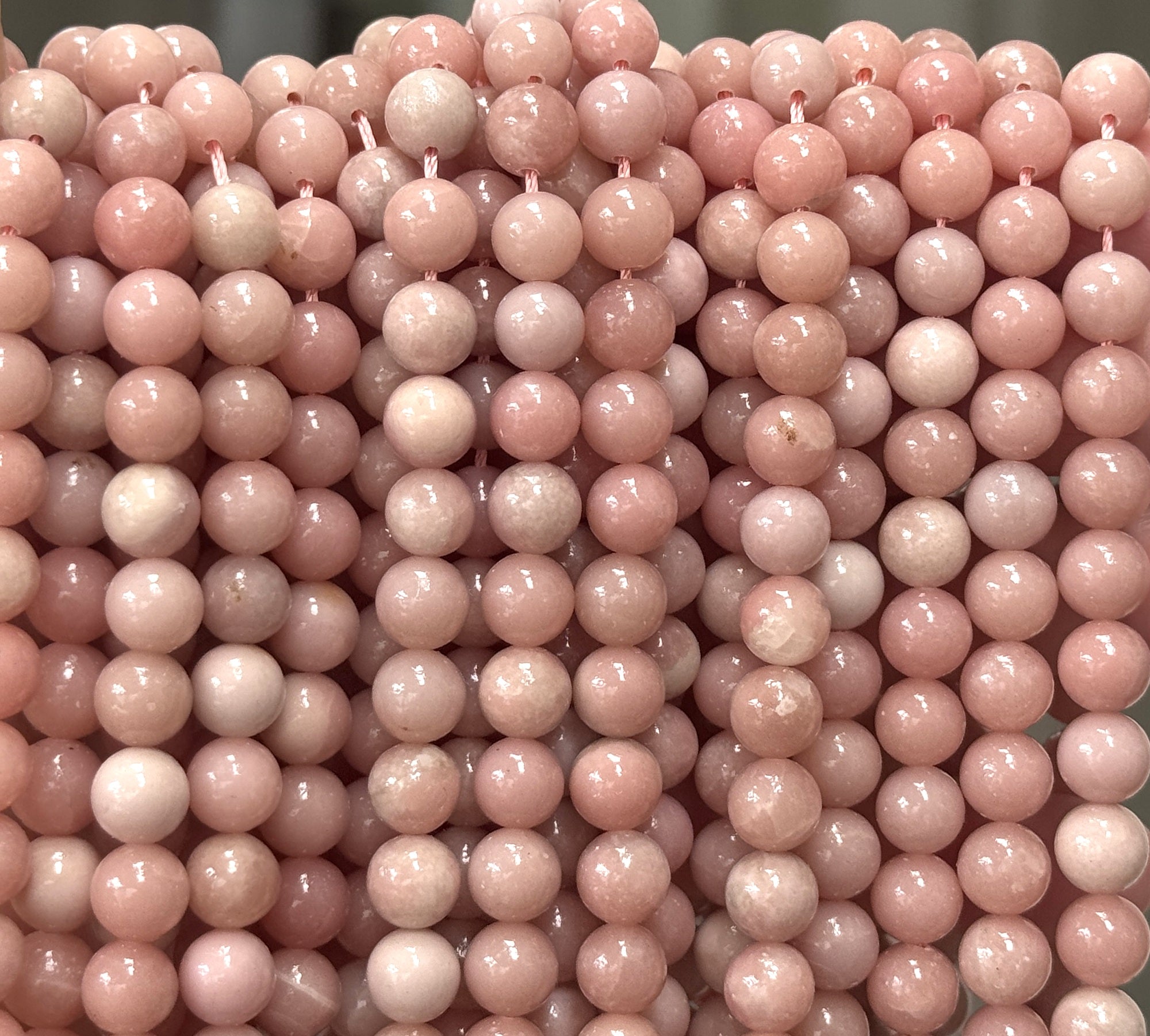 Chinese Pink Opal 8mm round natural gemstone beads 15" strand