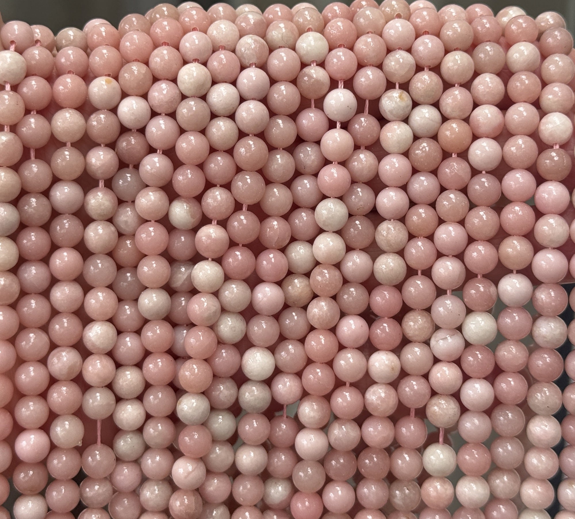 Chinese Pink Opal 6mm round natural gemstone beads 15" strand