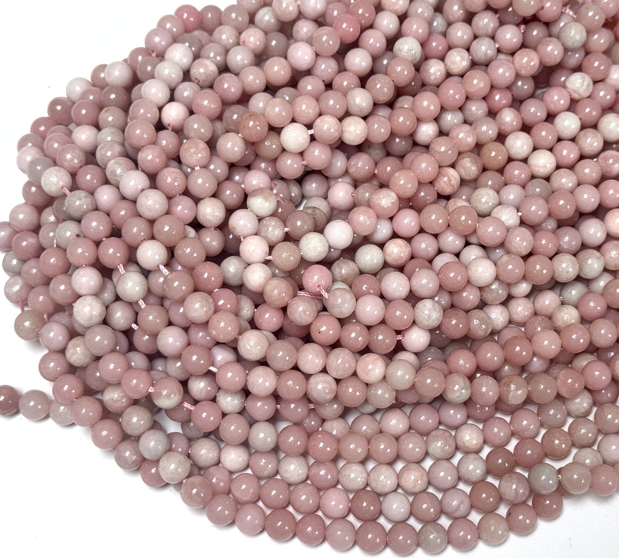 Chinese Pink Opal 6mm round natural gemstone beads 15" strand