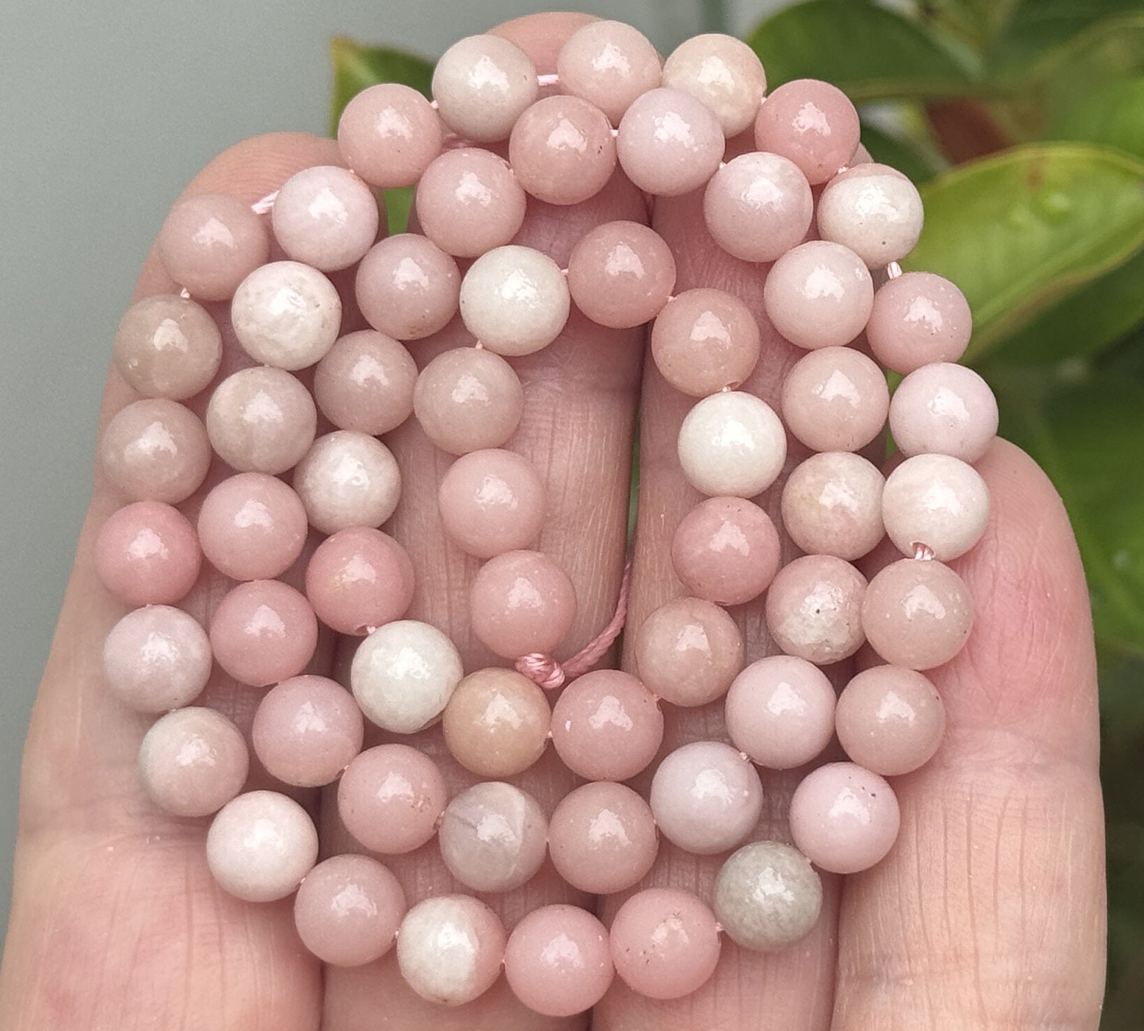 Chinese Pink Opal 6mm round natural gemstone beads 15" strand