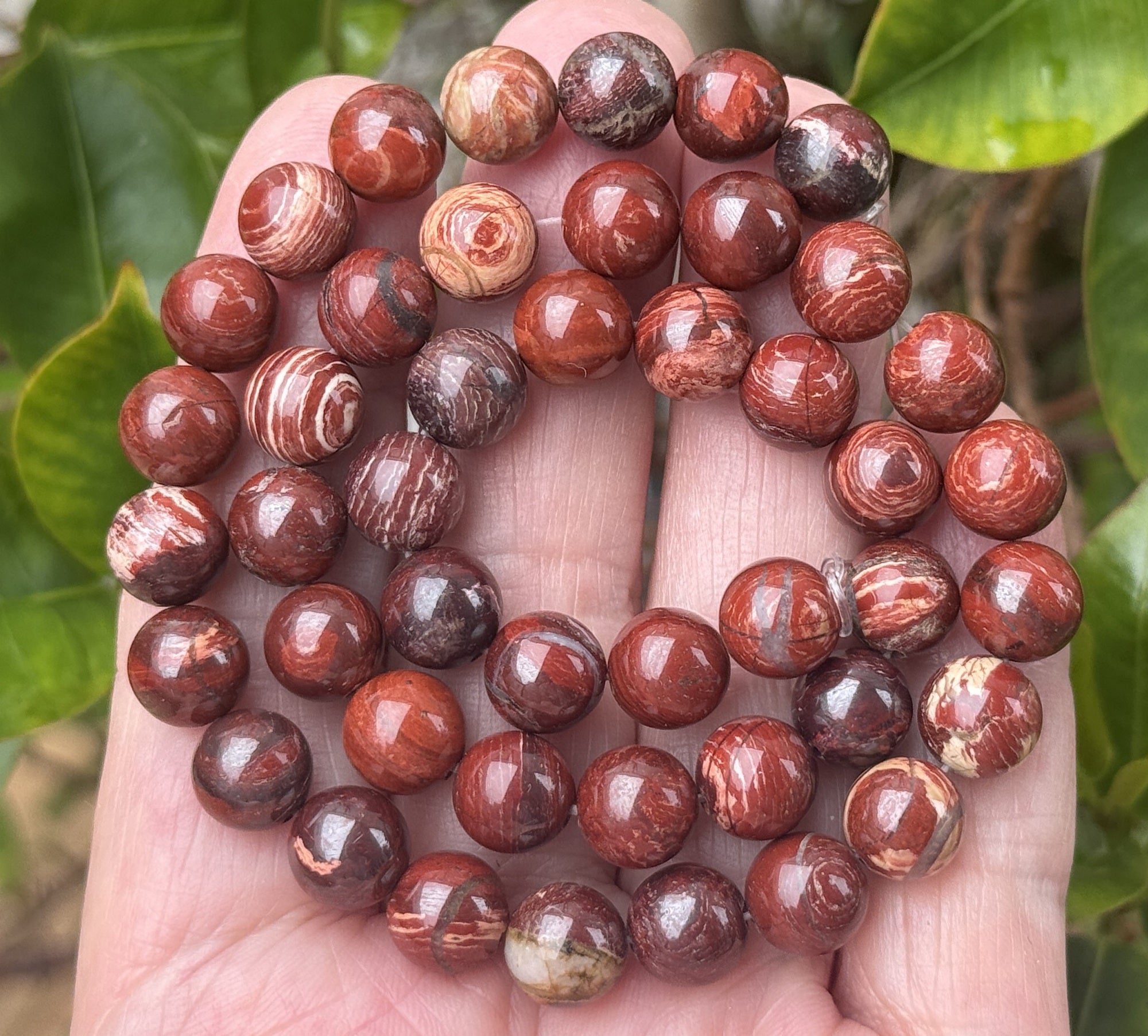 Australian Red Snakeskin Jasper 8mm round natural gemstone beads 15.5" strand