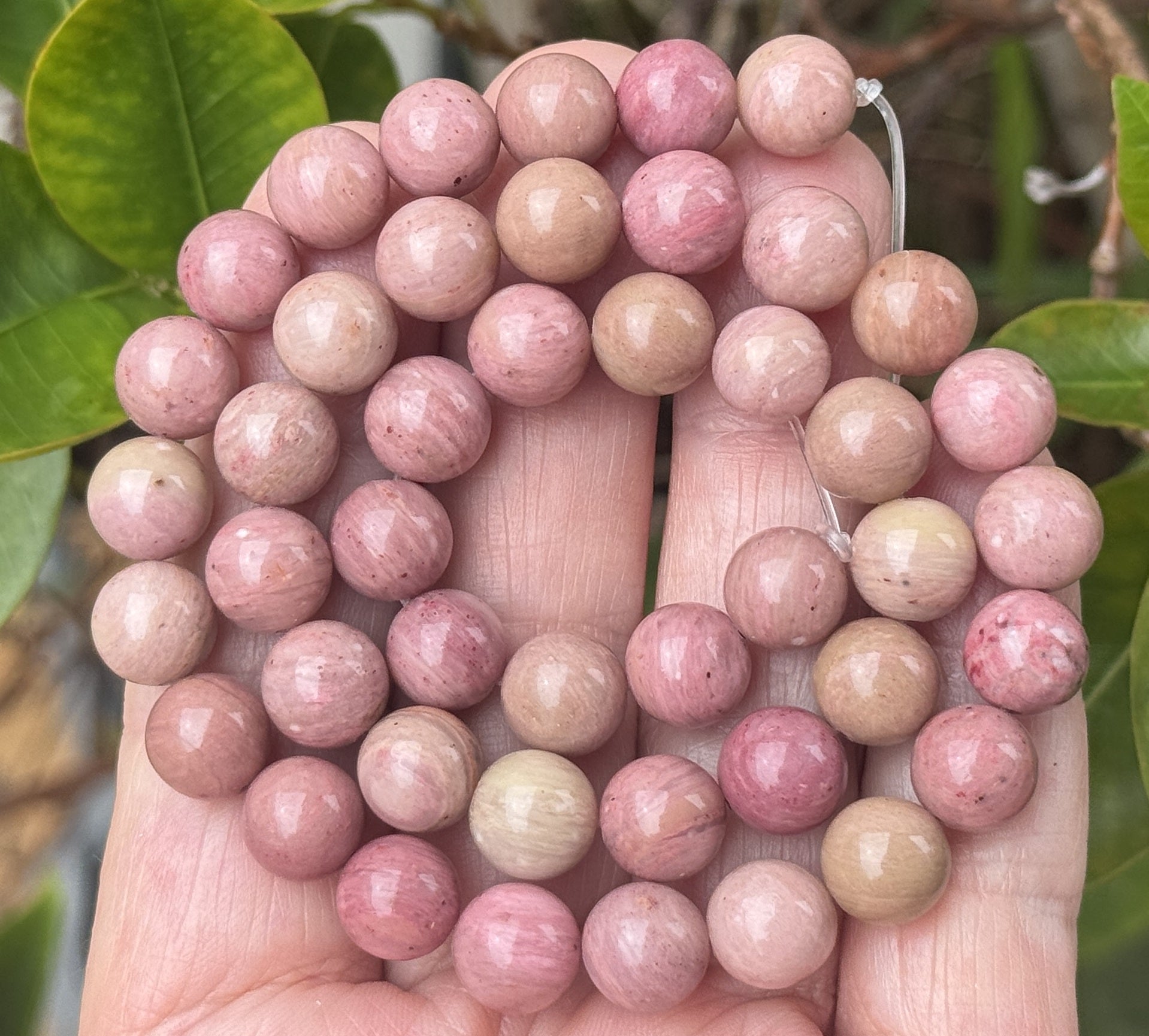 Rhodonite 8mm round natural gemstone beads 15" strand