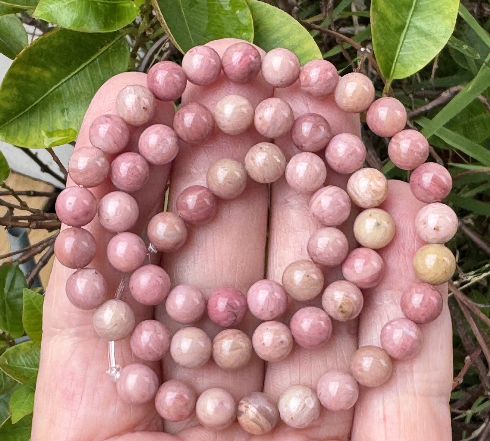 Rhodonite 6mm round natural gemstone beads 15" strand