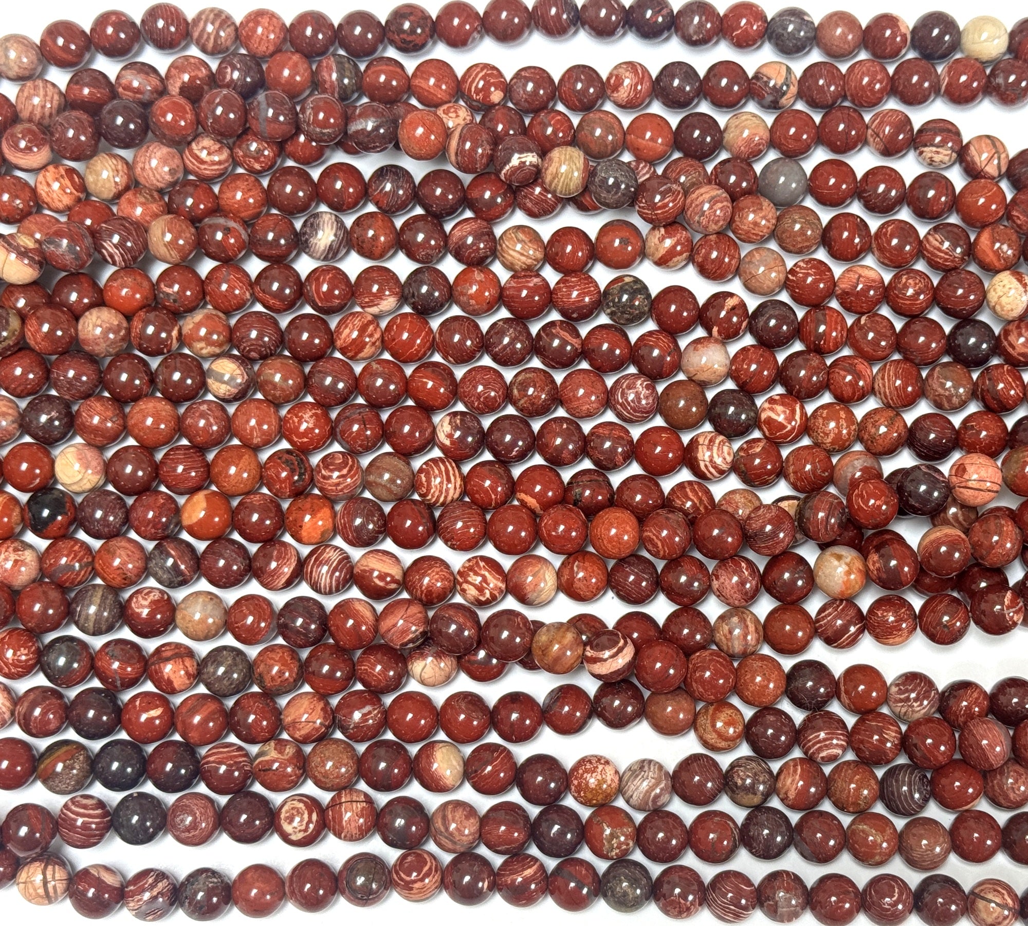 Australian Red Snakeskin Jasper 8mm round natural gemstone beads 15.5" strand