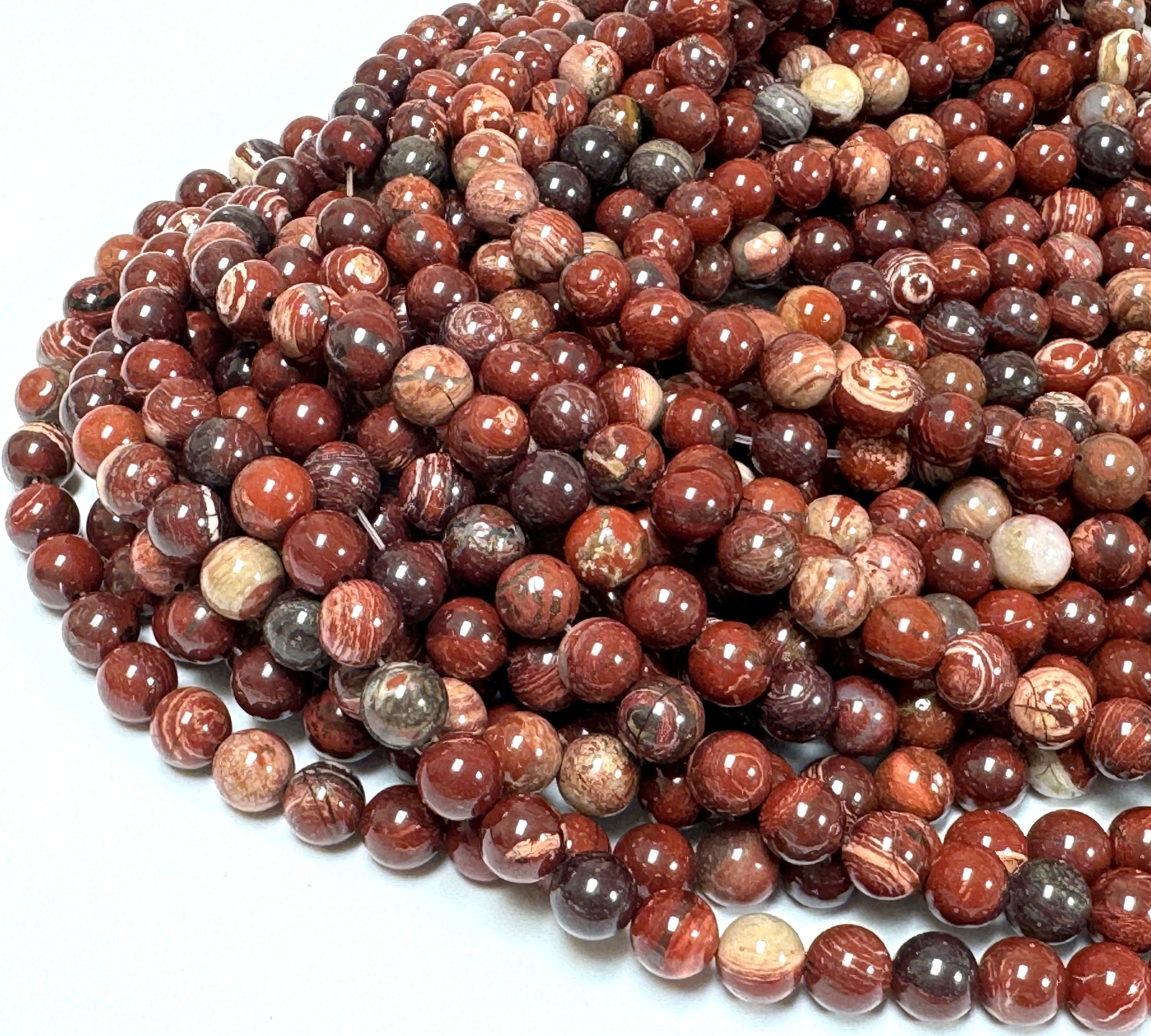 Australian Red Snakeskin Jasper 8mm round natural gemstone beads 15.5" strand