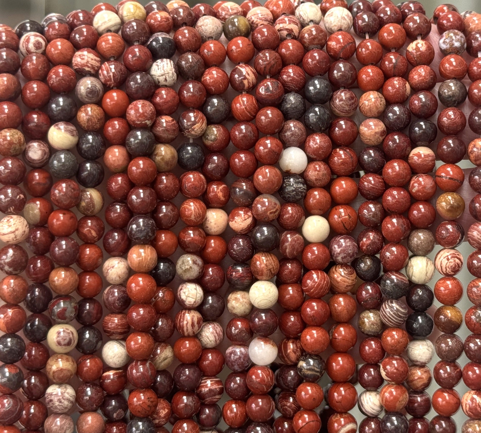 Australian Red Snakeskin Jasper 6mm round natural gemstone beads 15" strand