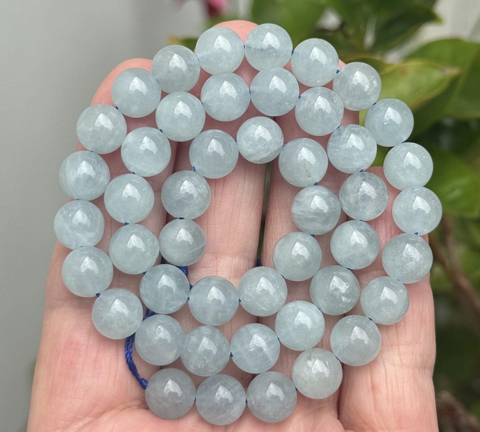 Blue Aquamarine 8mm round natural gemstone beads 15" strand