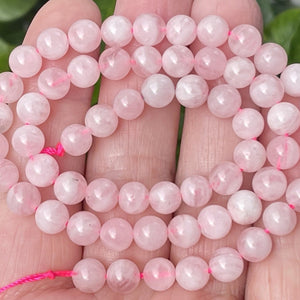 Madagascar Rose Quartz 6mm round natural gemstone beads 15.5" strand - Oz Beads 