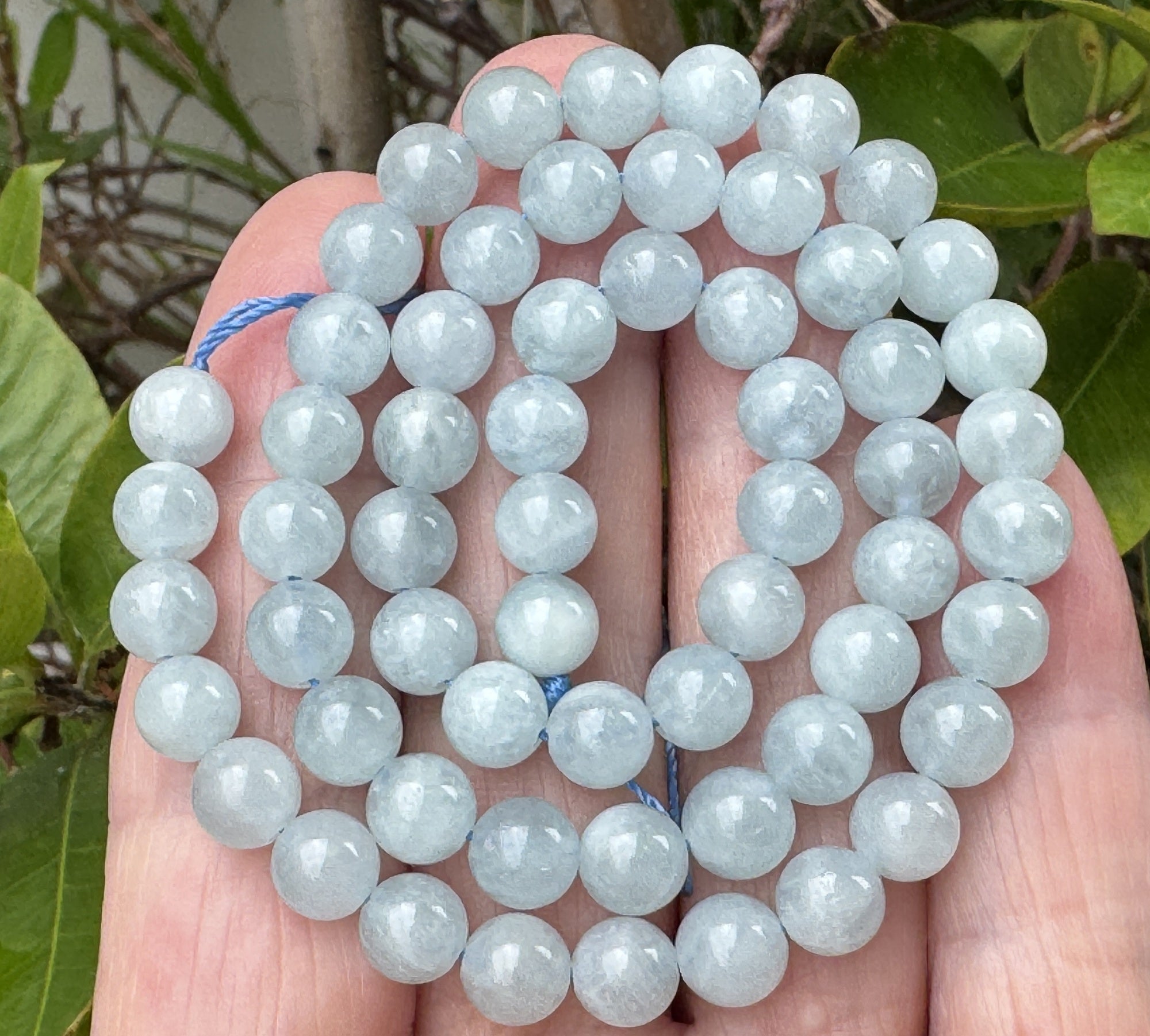 Blue Aquamarine 6mm round natural gemstone beads 15" strand