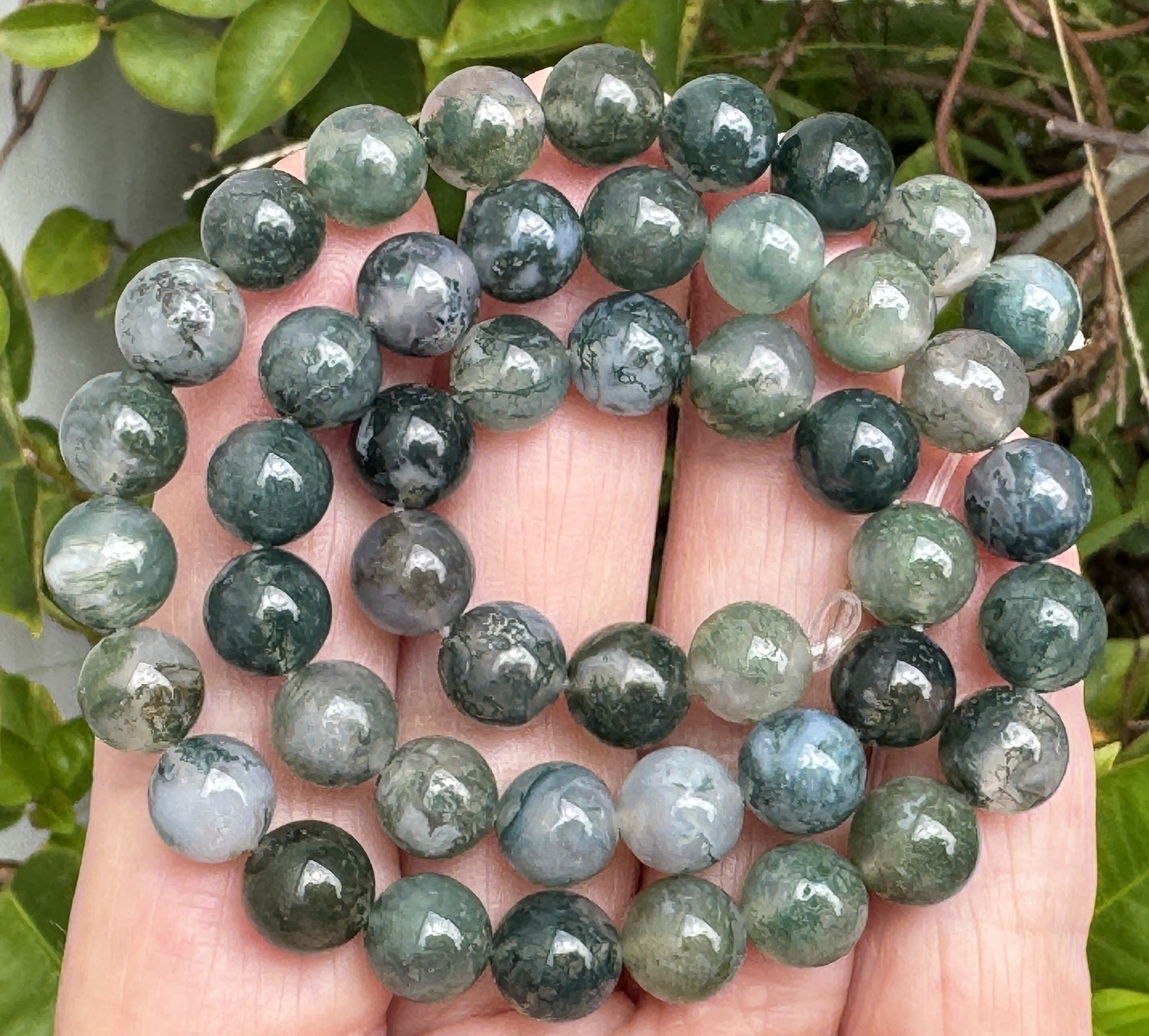 Moss Agate 8mm round natural gemstone beads 15.5" strand