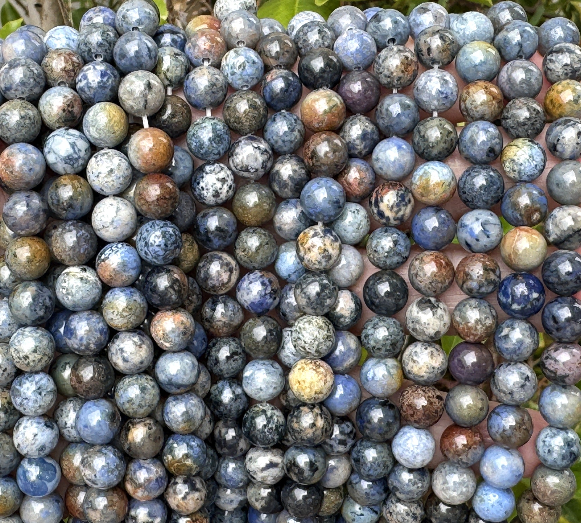 Sunset Dumortierite 8mm round natural gemstone beads 15" strand