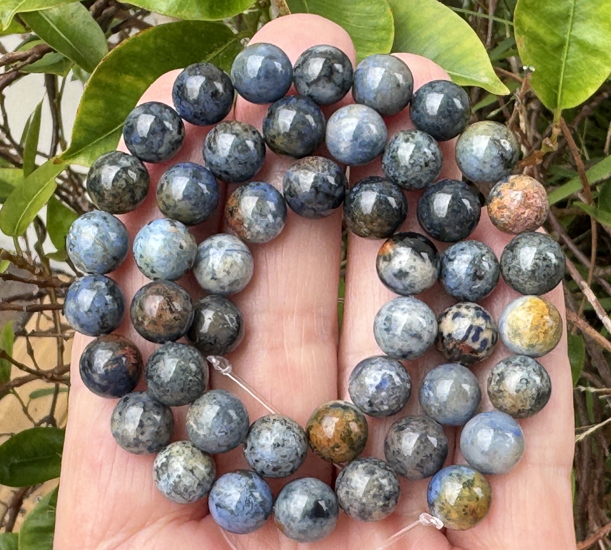 Sunset Dumortierite 8mm round natural gemstone beads 15" strand