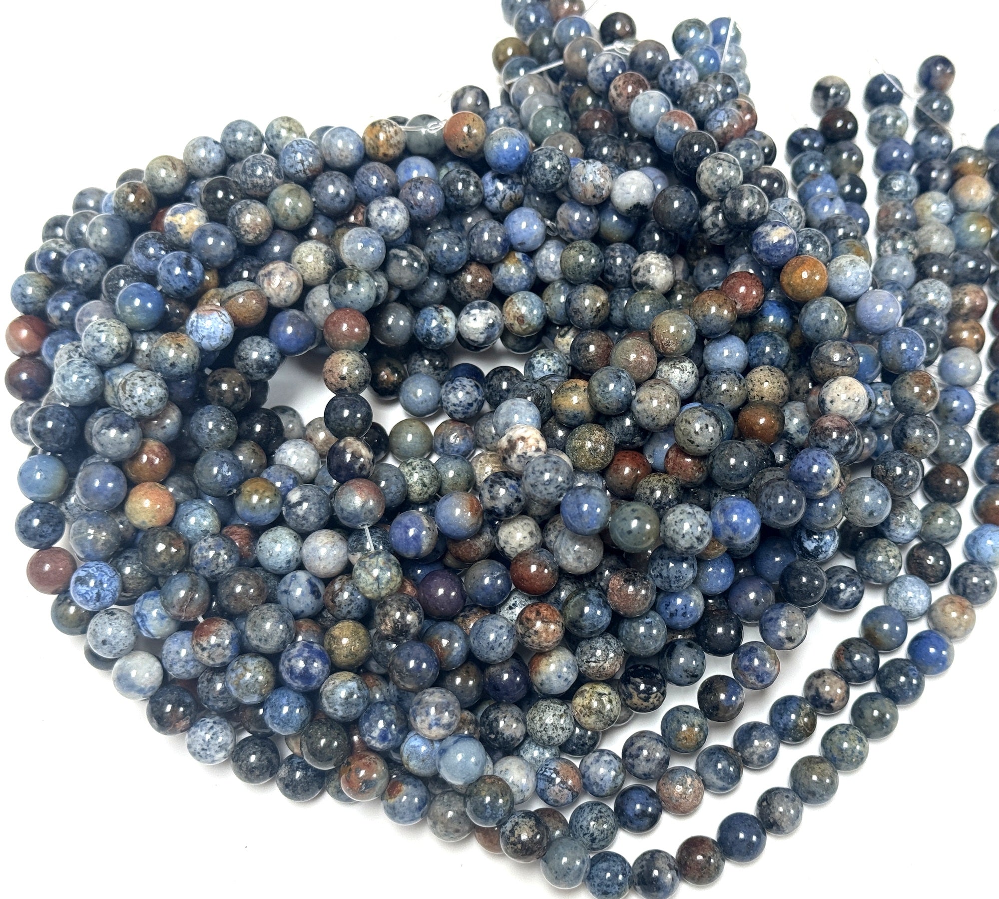 Sunset Dumortierite 8mm round natural gemstone beads 15" strand