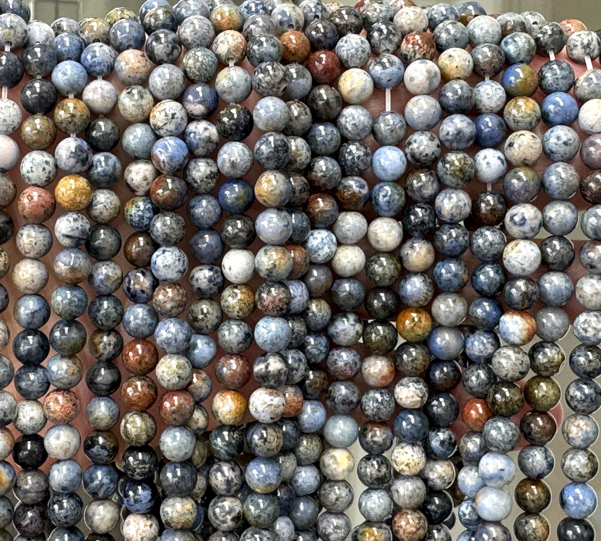 Sunset Dumortierite 6mm round natural gemstone beads 15" strand