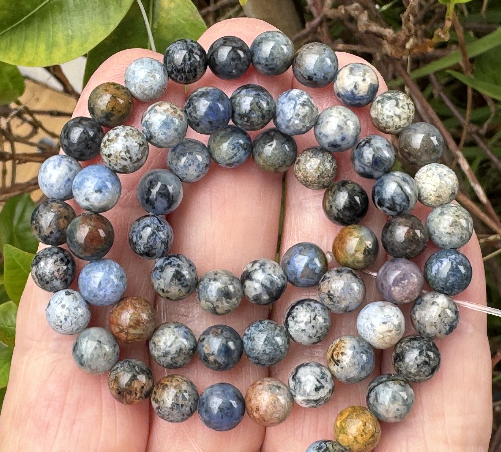 Sunset Dumortierite 6mm round natural gemstone beads 15" strand