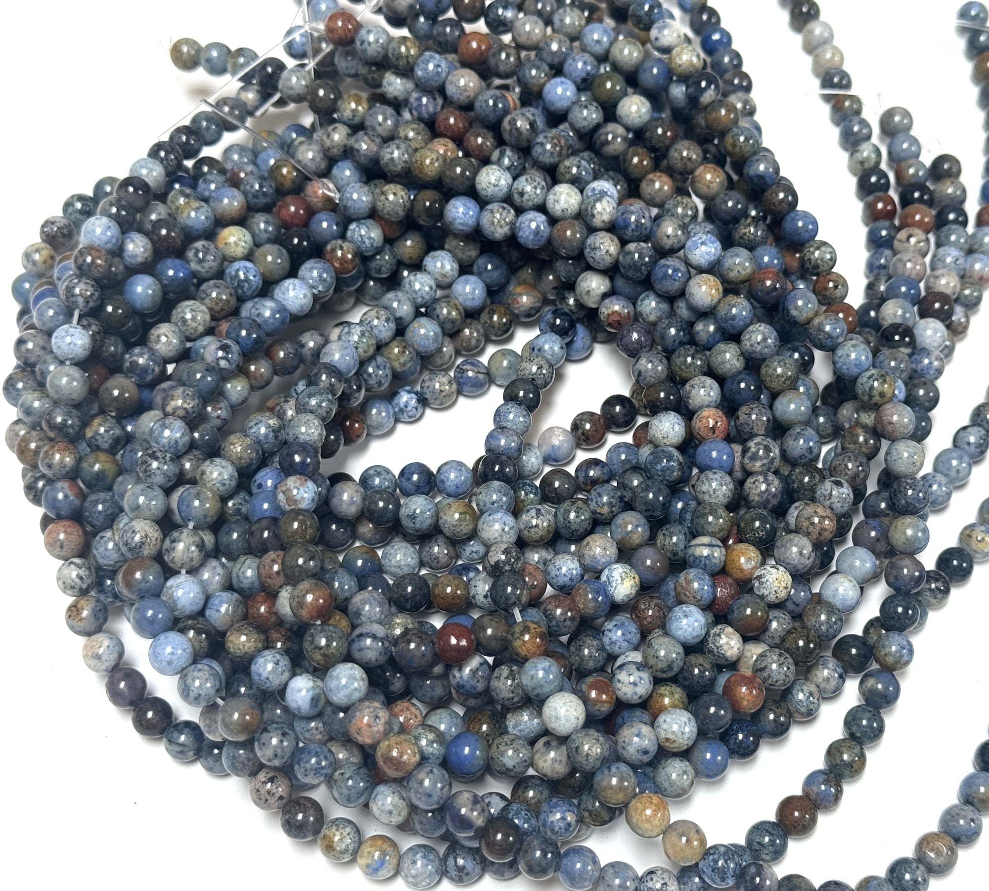 Sunset Dumortierite 6mm round natural gemstone beads 15" strand