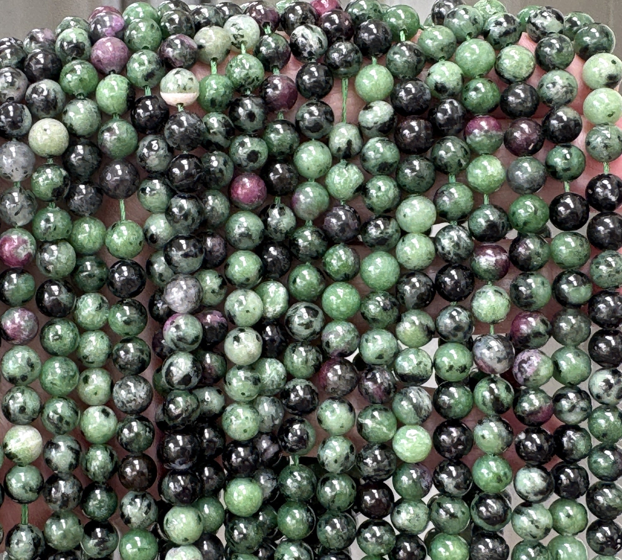 Ruby Zoisite 6mm round natural gemstone beads 15" strand