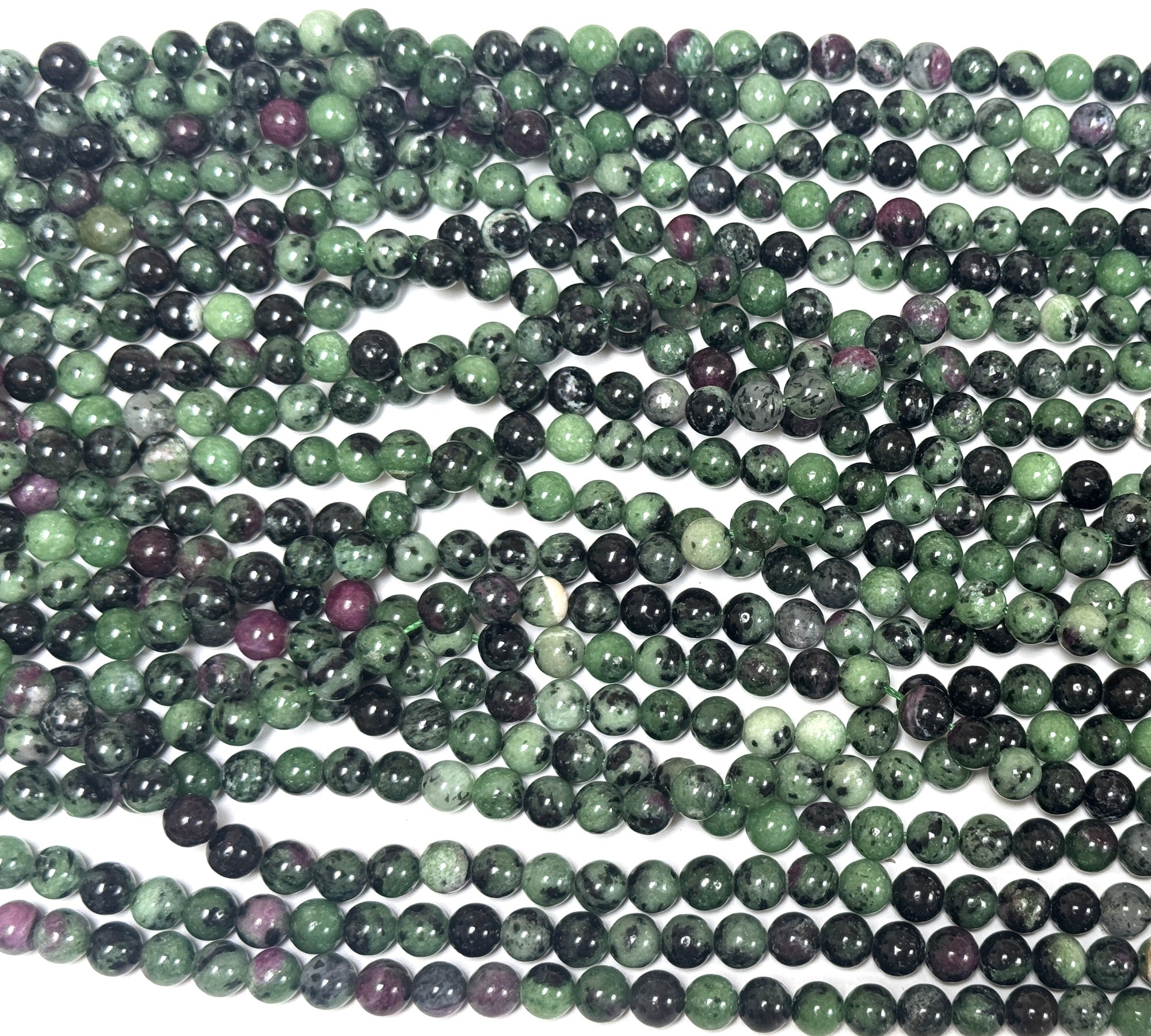 Ruby Zoisite 6mm round natural gemstone beads 15" strand