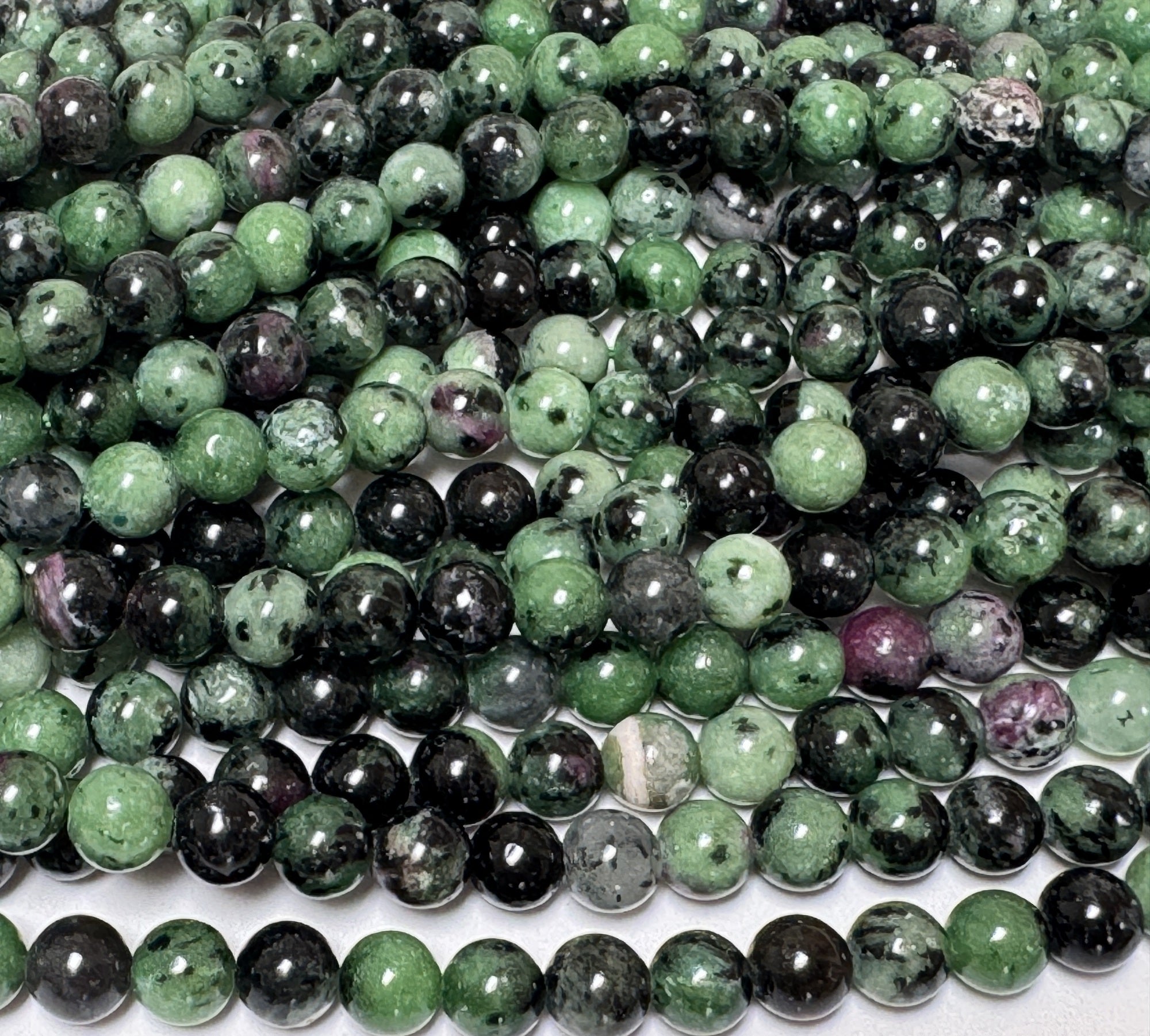 Ruby Zoisite 8mm round natural gemstone beads 15" strand