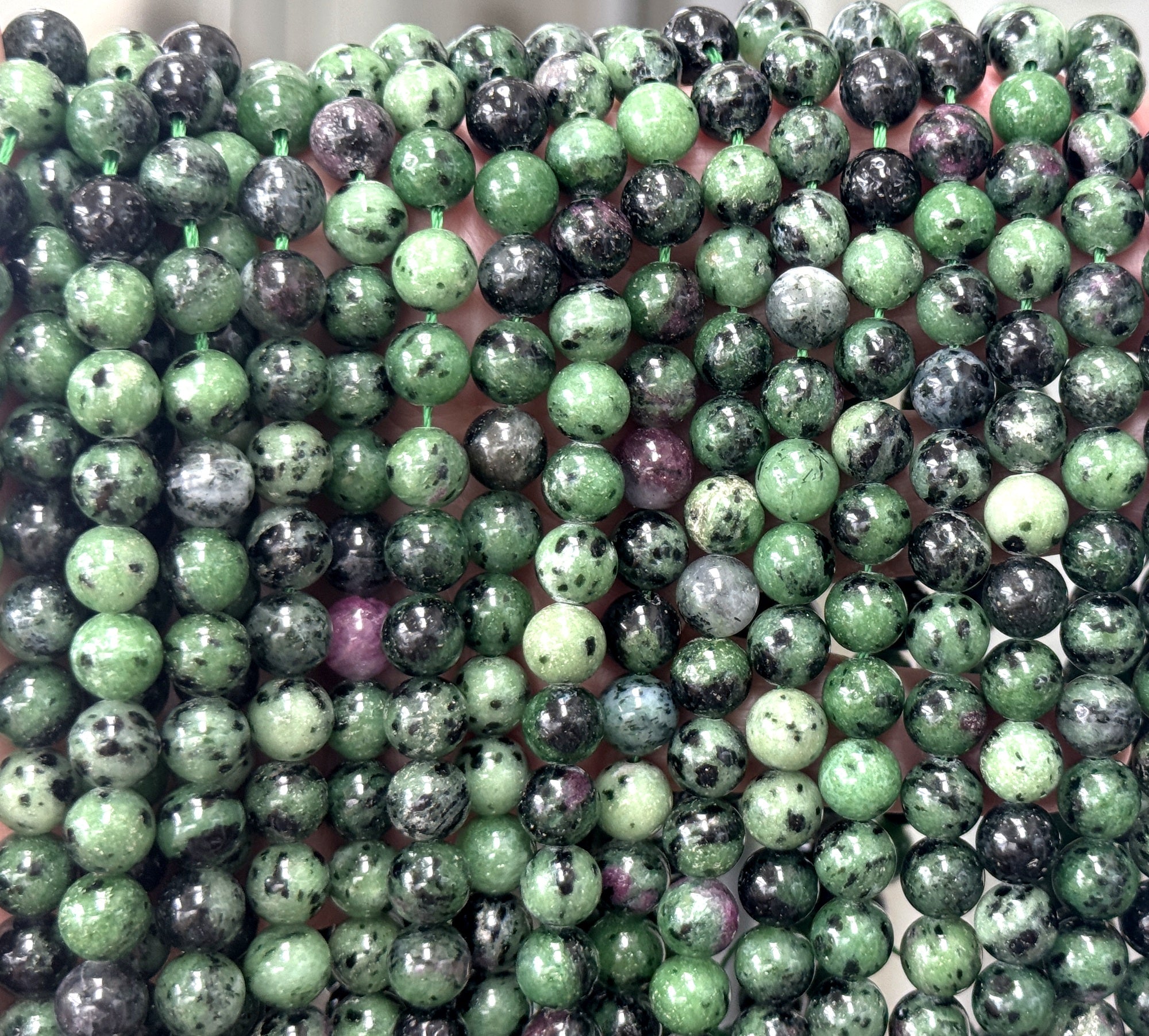 Ruby Zoisite 8mm round natural gemstone beads 15" strand