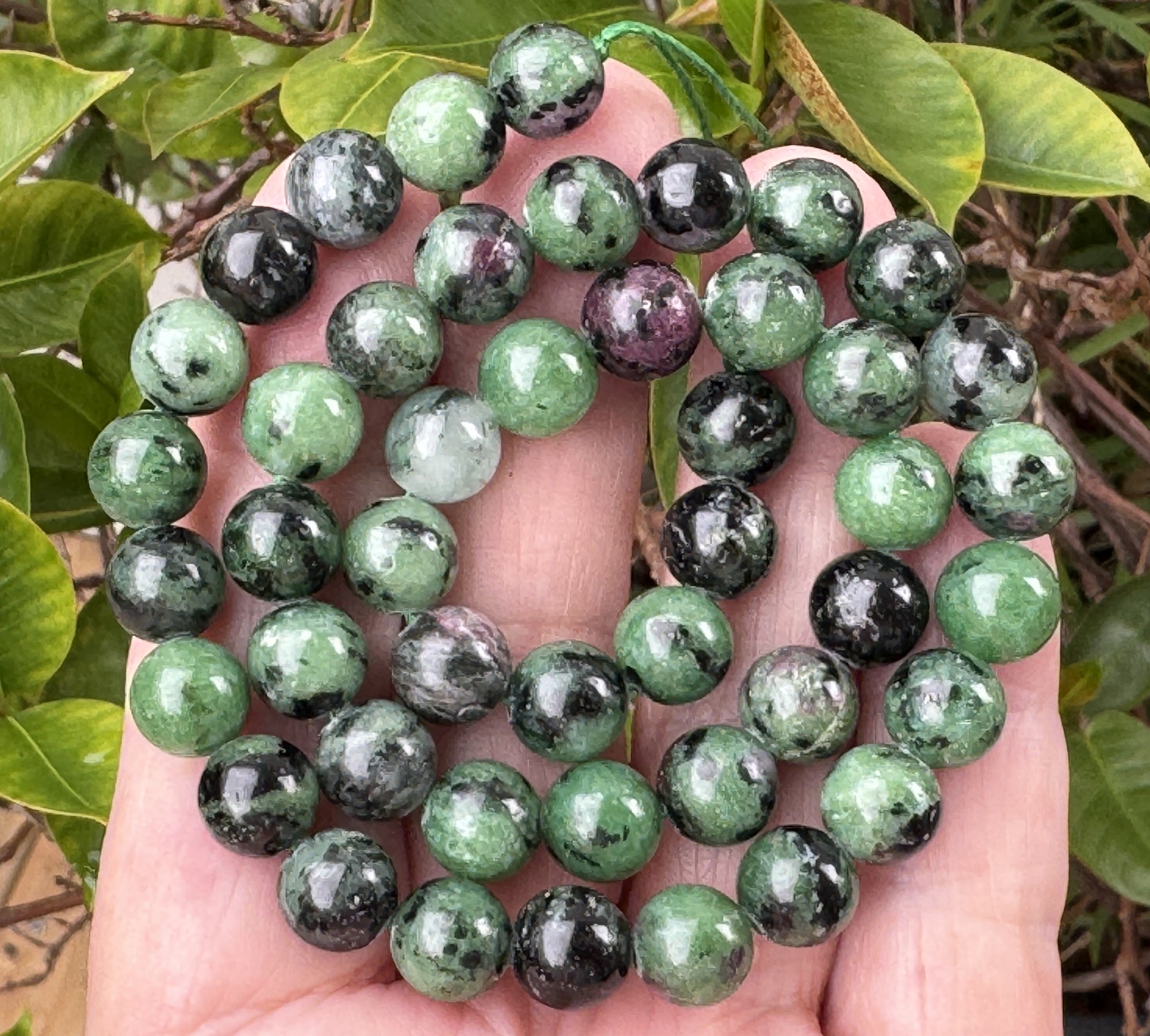 Ruby Zoisite 8mm round natural gemstone beads 15" strand