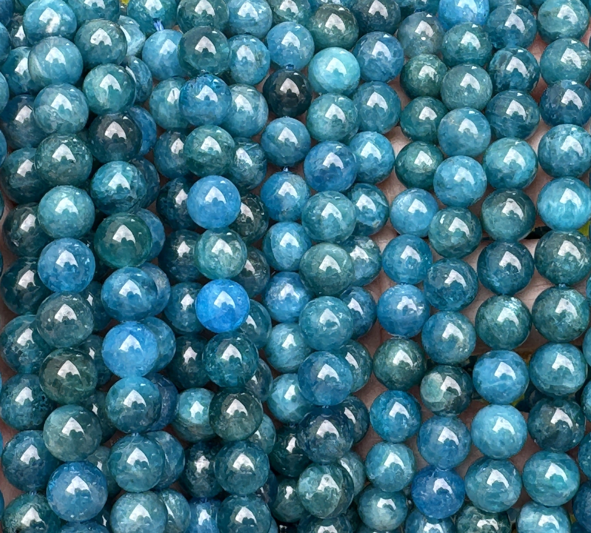 Blue Apatite 8mm round natural gemstone beads 15" strand