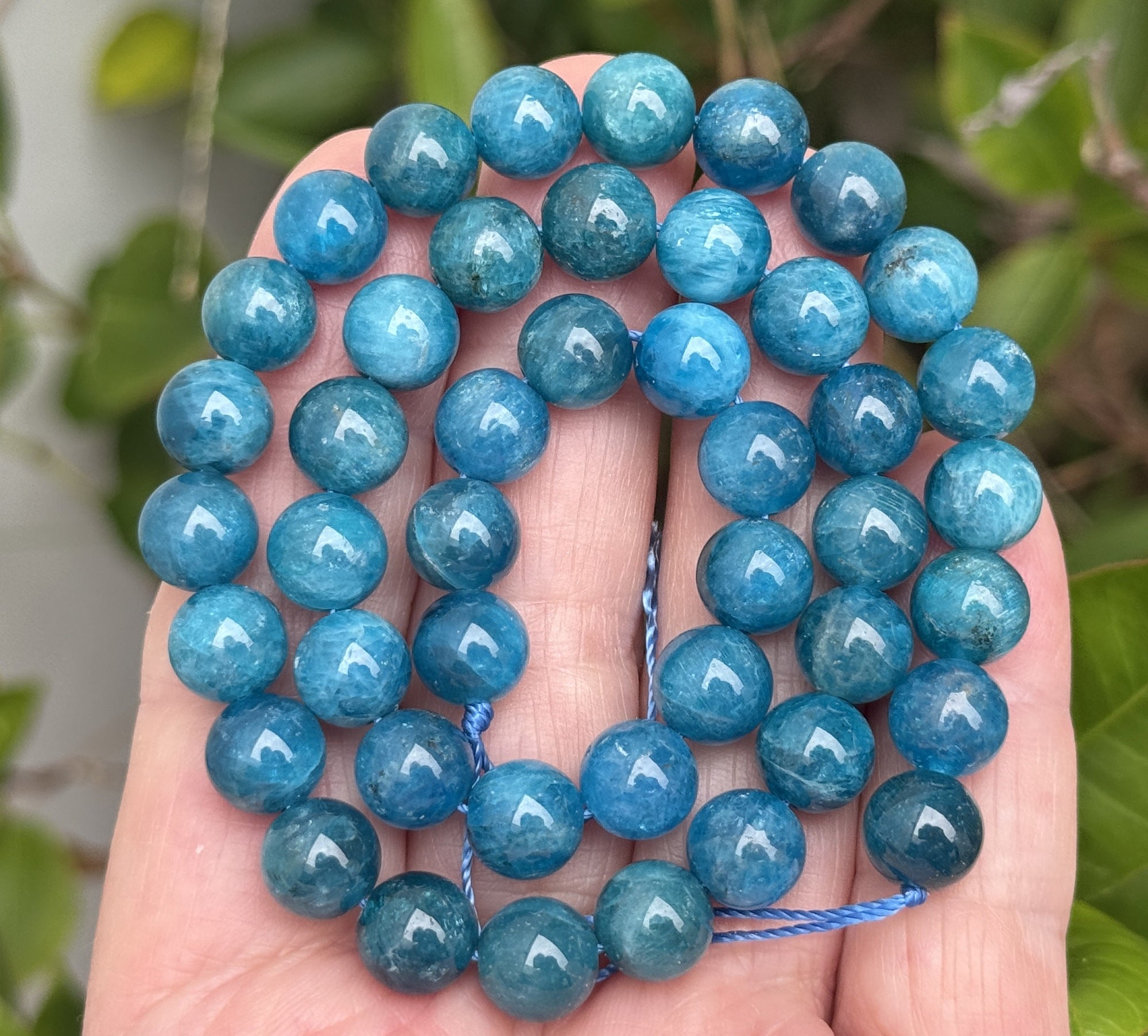 Blue Apatite 8mm round natural gemstone beads 15" strand