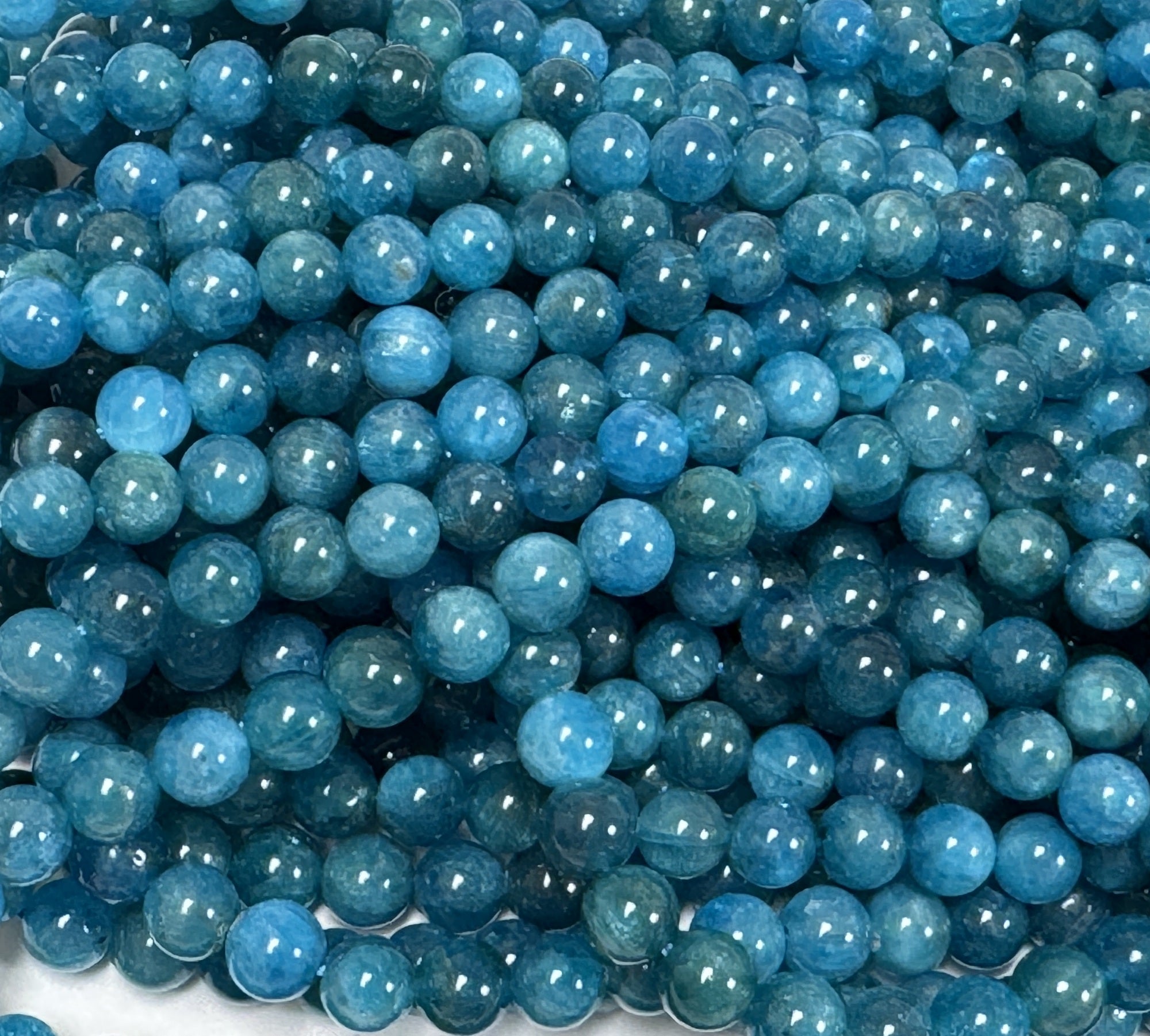 Blue Apatite 6mm round natural gemstone beads 15" strand