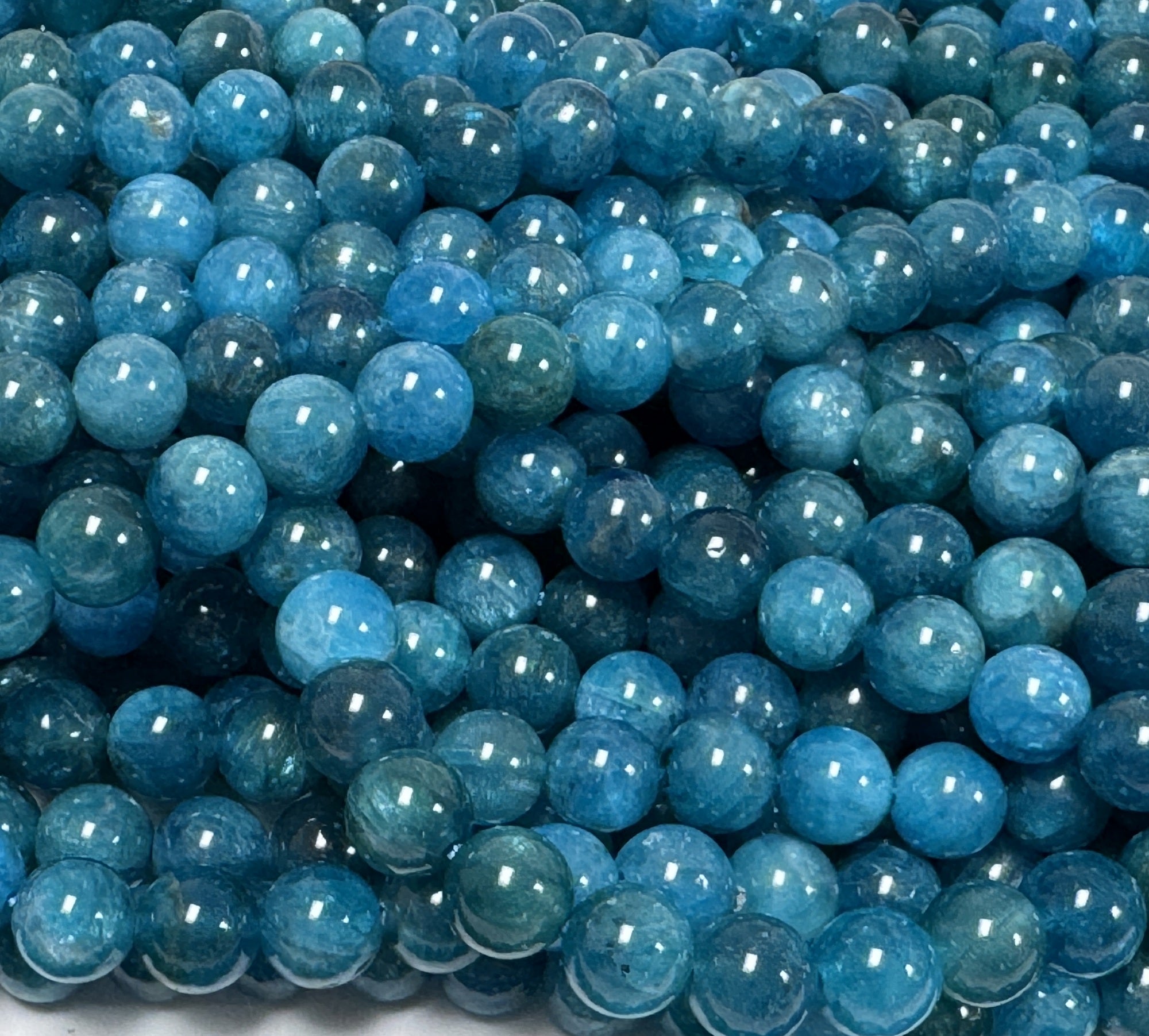 Blue Apatite 6mm round natural gemstone beads 15" strand