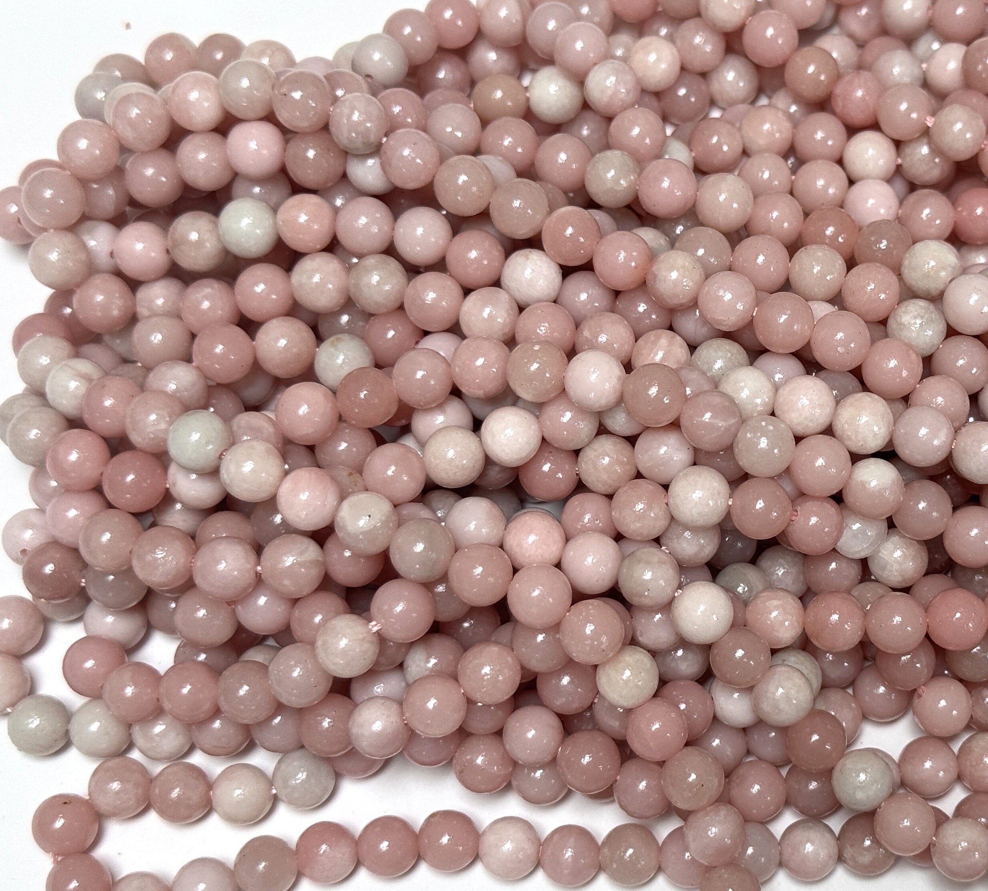 Chinese Pink Opal 6mm round natural gemstone beads 15" strand