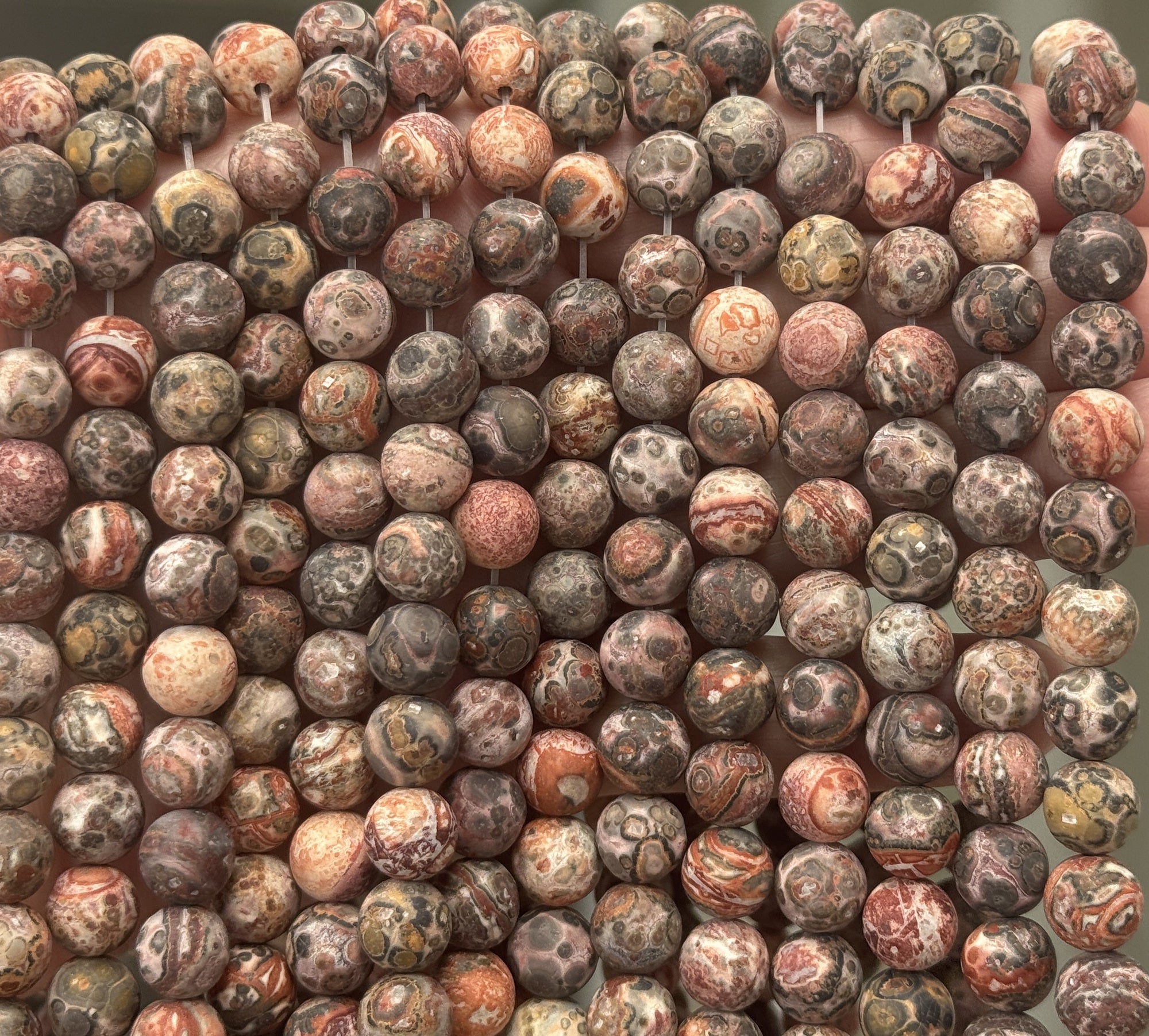 Leopard Skin Jasper matte 8mm round natural gemstone beads 15.5" strand