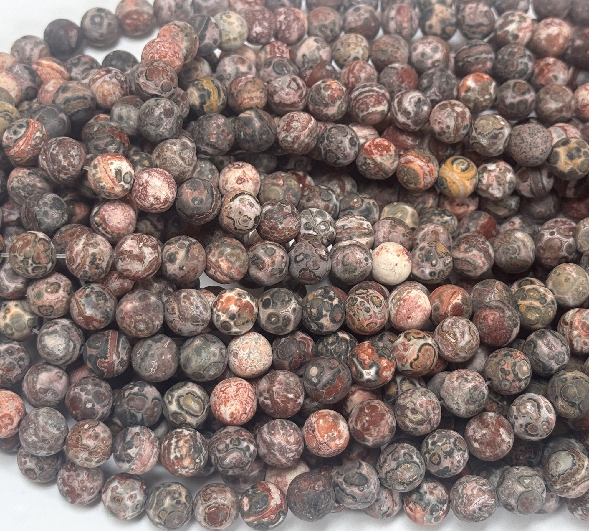 Leopard Skin Jasper matte 8mm round natural gemstone beads 15.5" strand