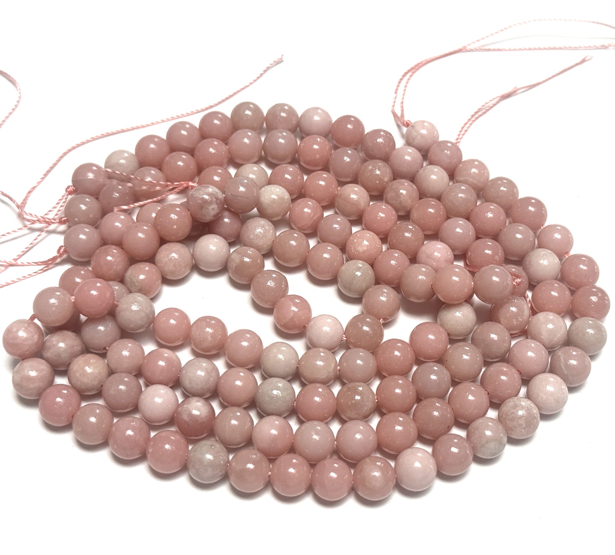 Chinese Pink Opal 8mm round natural gemstone beads 15" strand