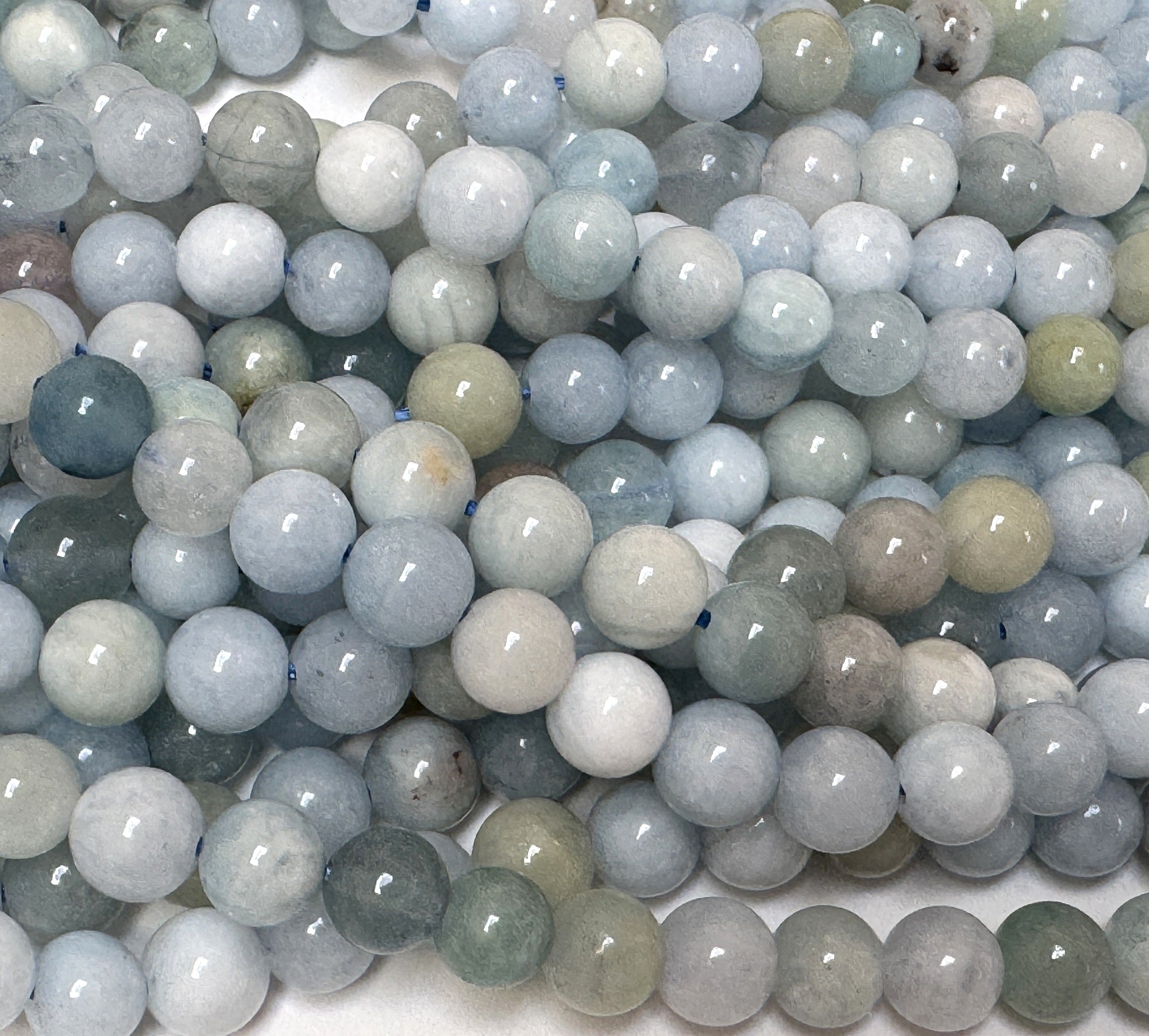 Aquamarine multi-colour 6mm round natural gemstone beads 15" strand