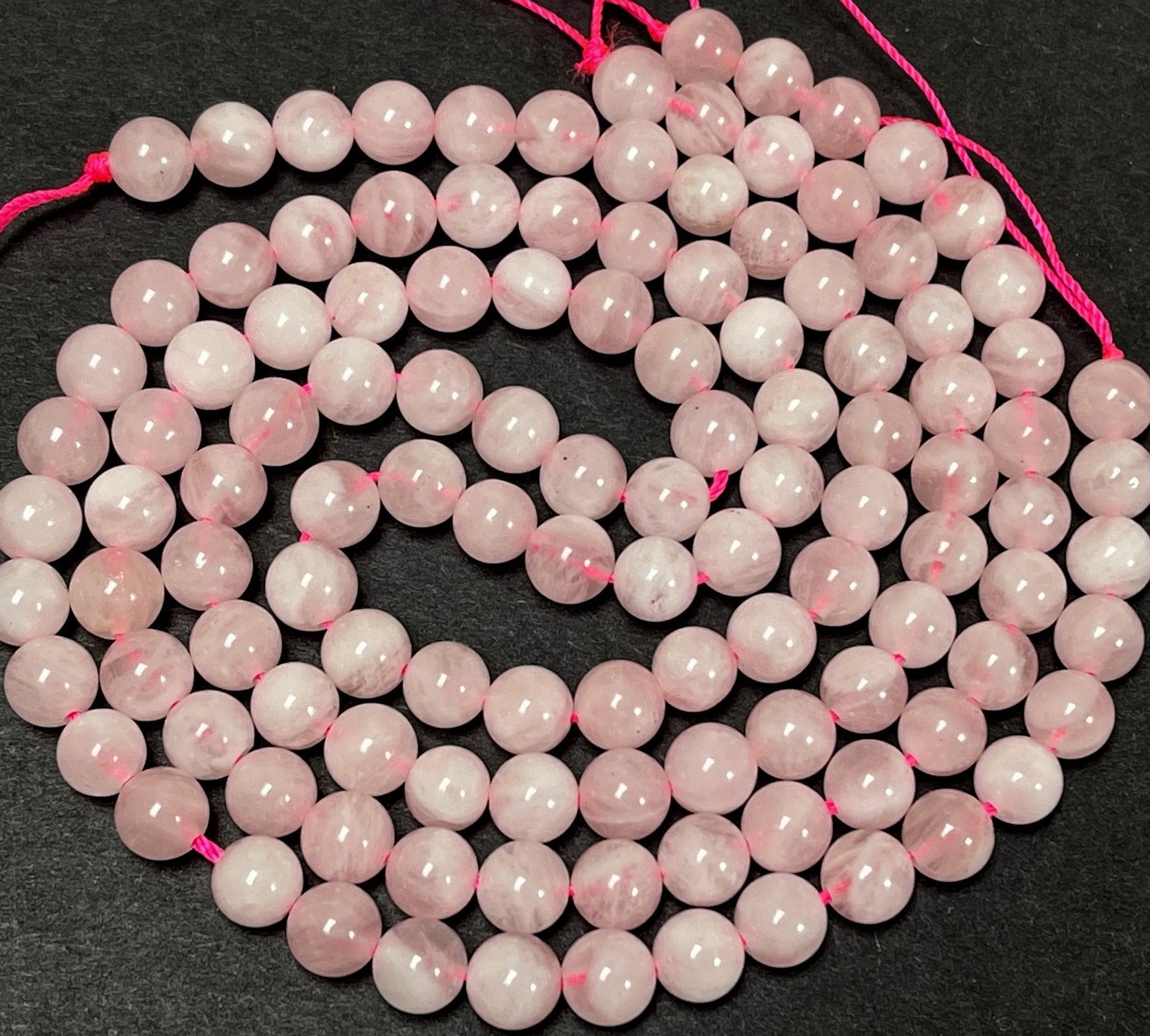 Madagascar Rose Quartz 6mm round natural gemstone beads 15.5" strand - Oz Beads 