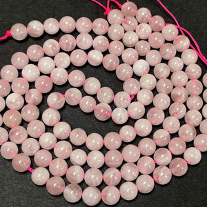 Madagascar Rose Quartz 6mm round natural gemstone beads 15.5" strand - Oz Beads 