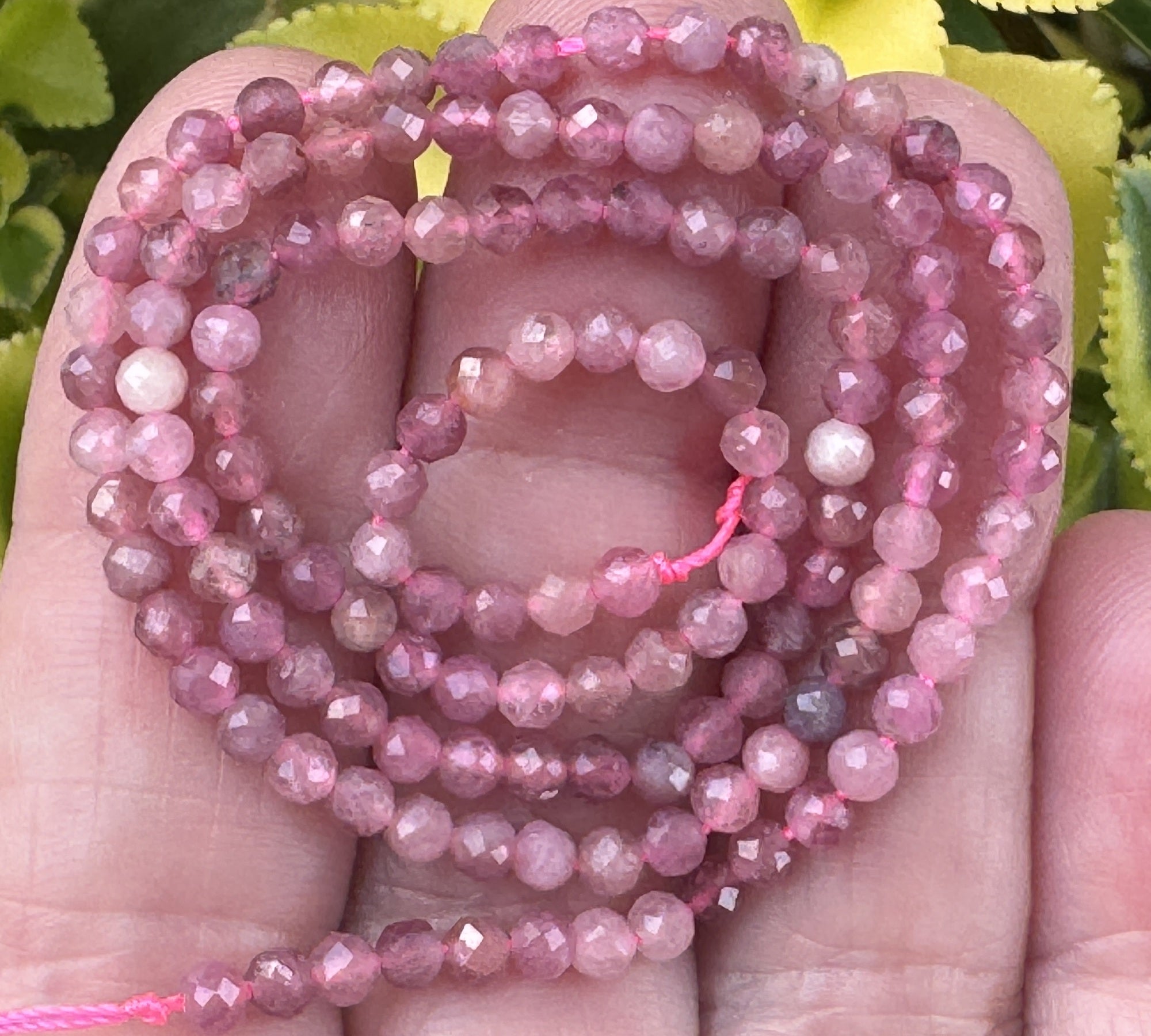 Pink Tourmaline 3mm faceted round natural gemstone beads 15.5" strand