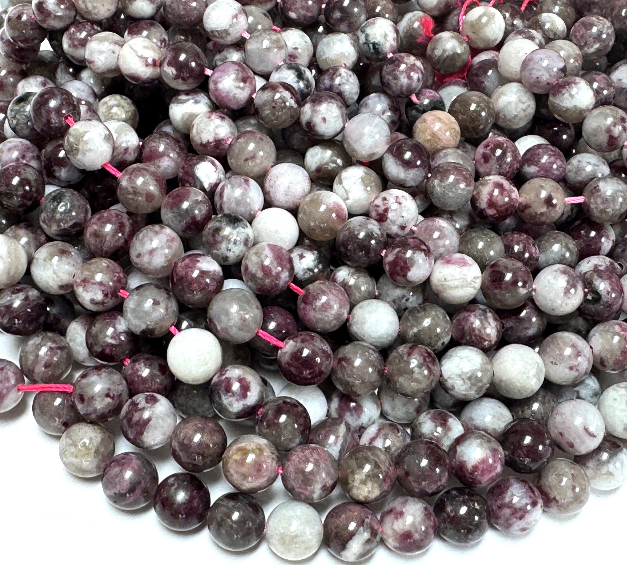 Pink Tourmaline Eudialyte 8mm round natural gemstone beads 15.5" strand