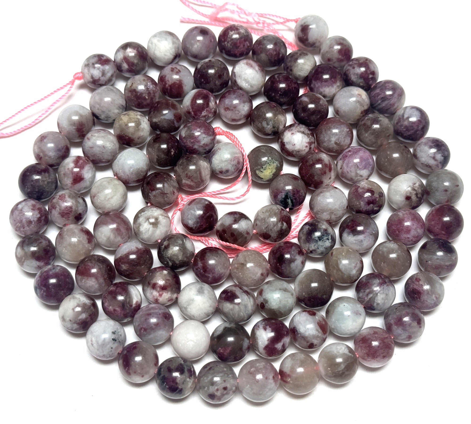 Pink Tourmaline Eudialyte 8mm round natural gemstone beads 15.5" strand