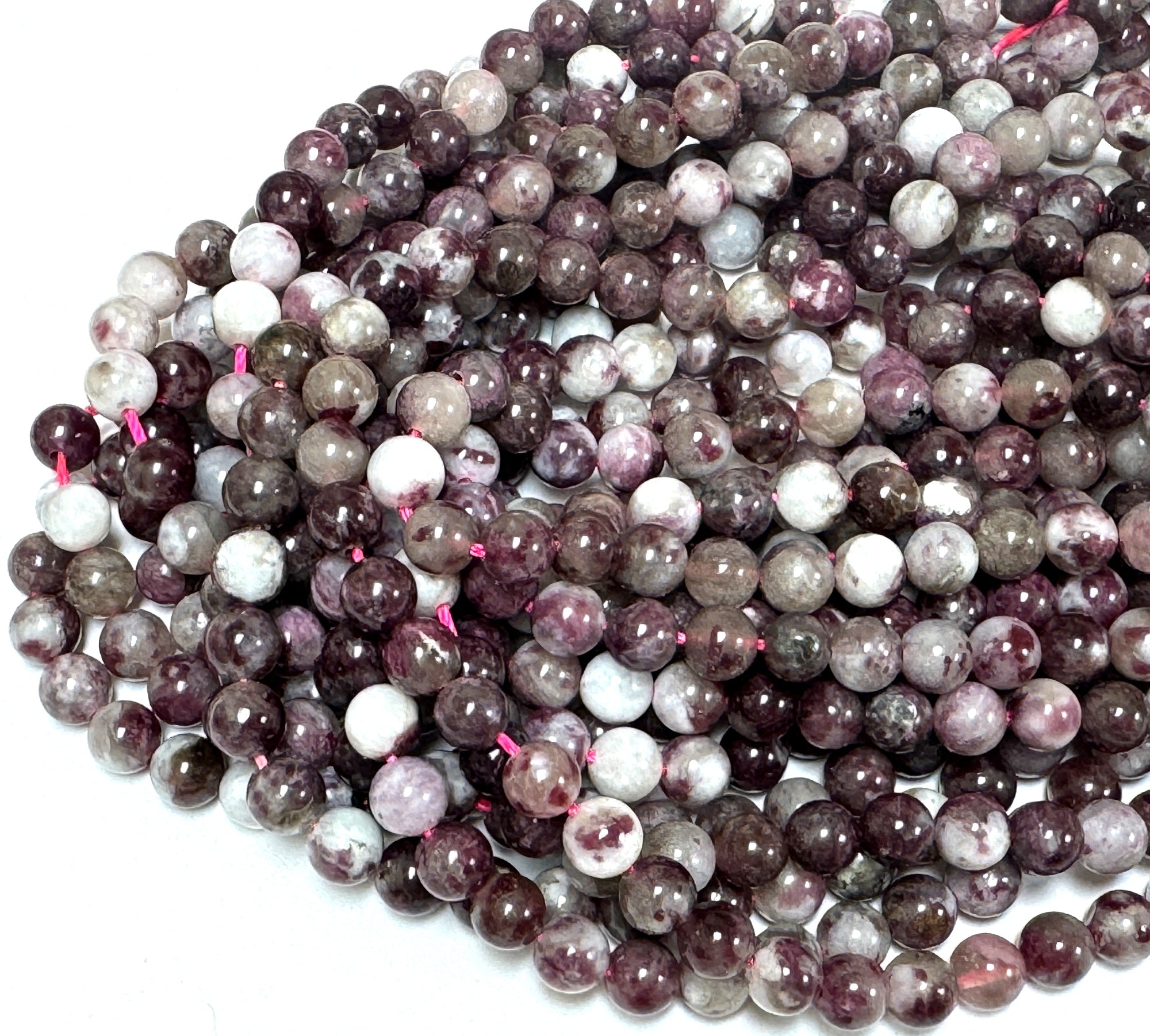 Pink Tourmaline Eudialyte 6mm round natural gemstone beads 15.5" strand