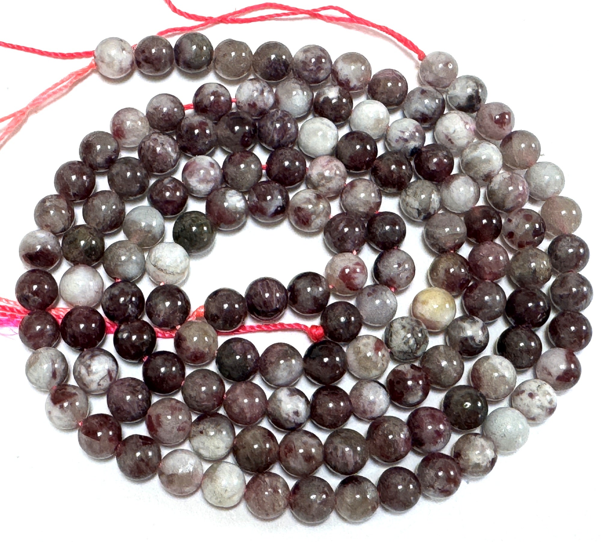 Pink Tourmaline Eudialyte 6mm round natural gemstone beads 15.5" strand